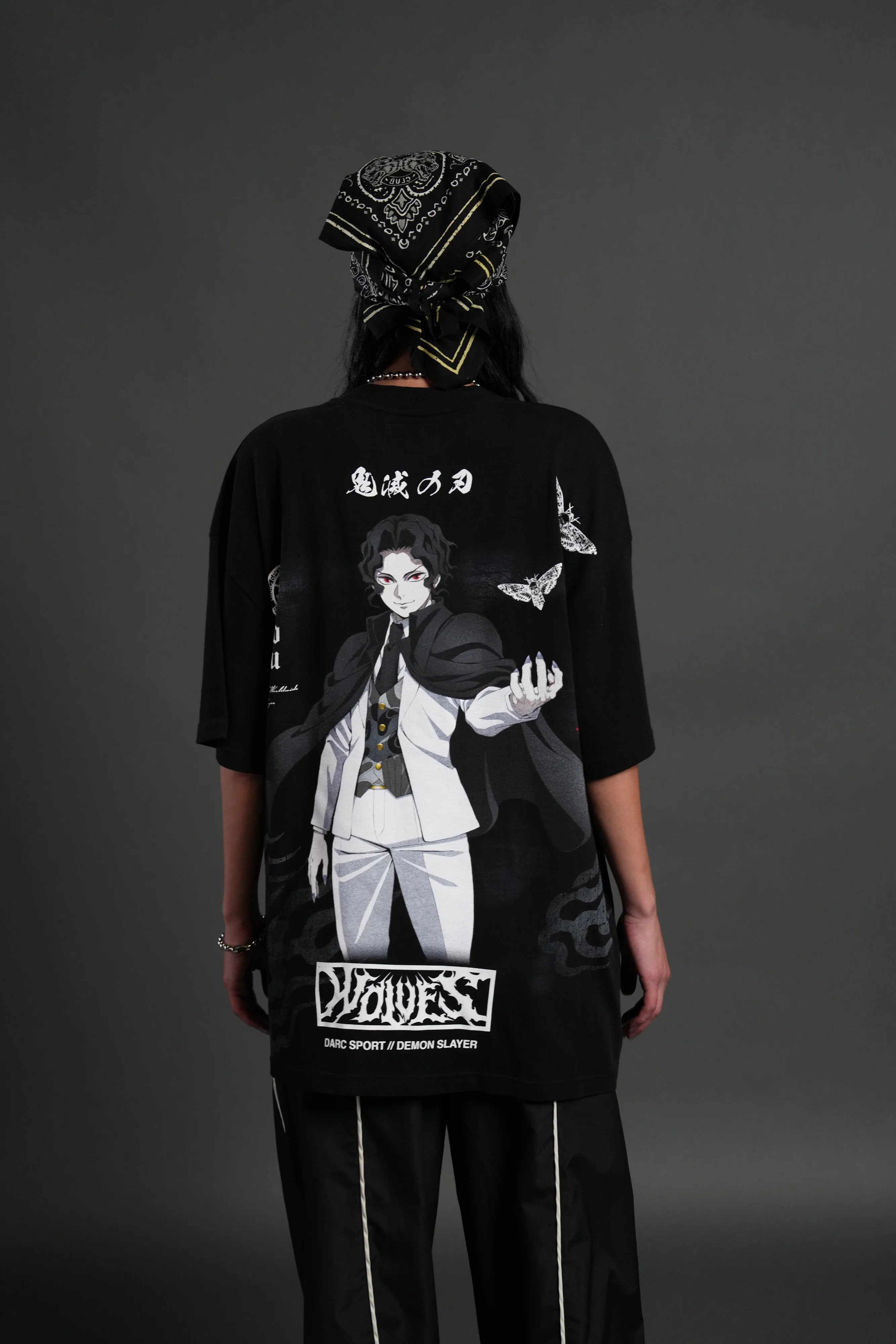 Muzan Kibutsuji "Side By Side" Series Premium Oversized Tee in Black - Image 4