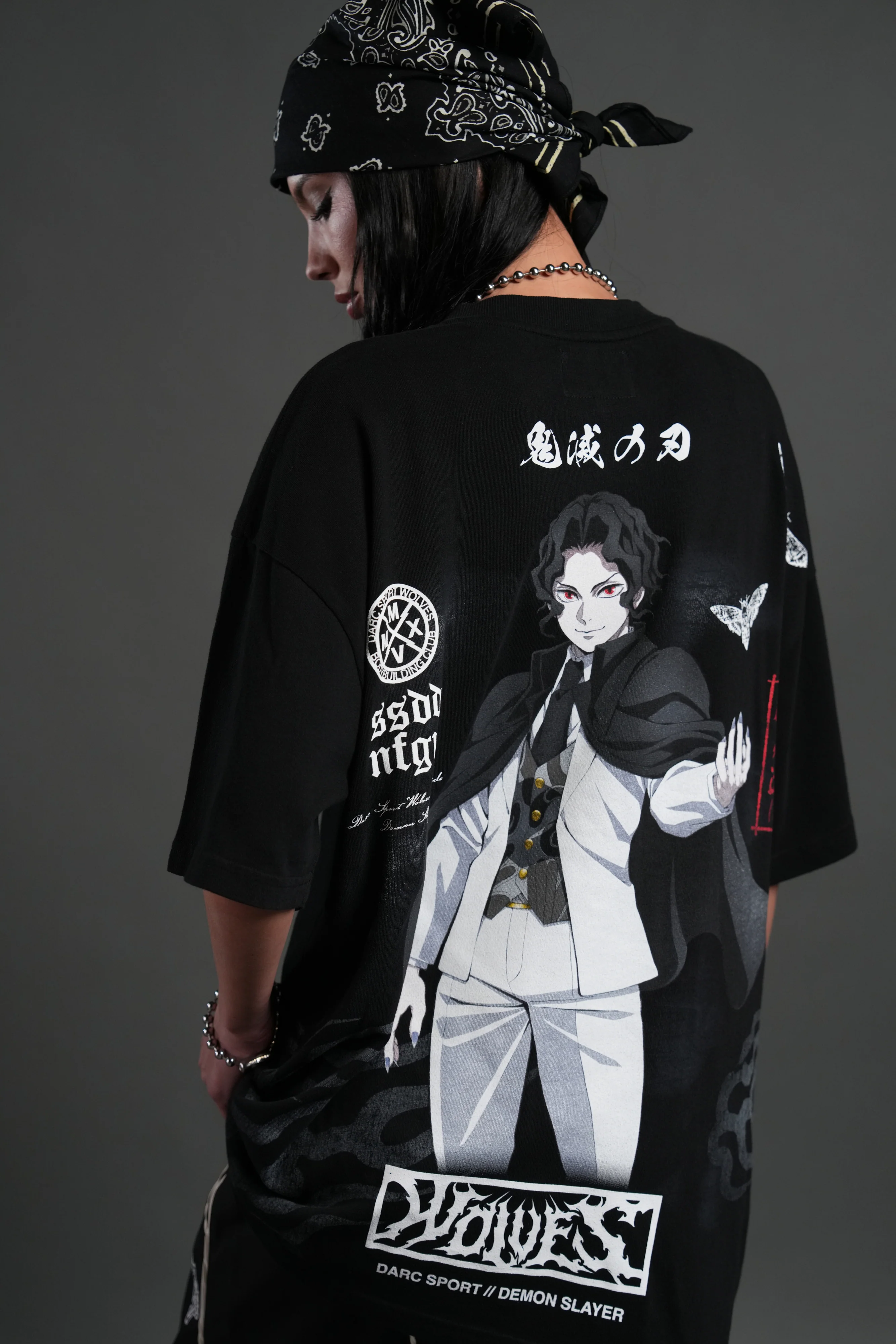 Muzan Kibutsuji "Side By Side" Series Premium Oversized Tee in Black - Image 8