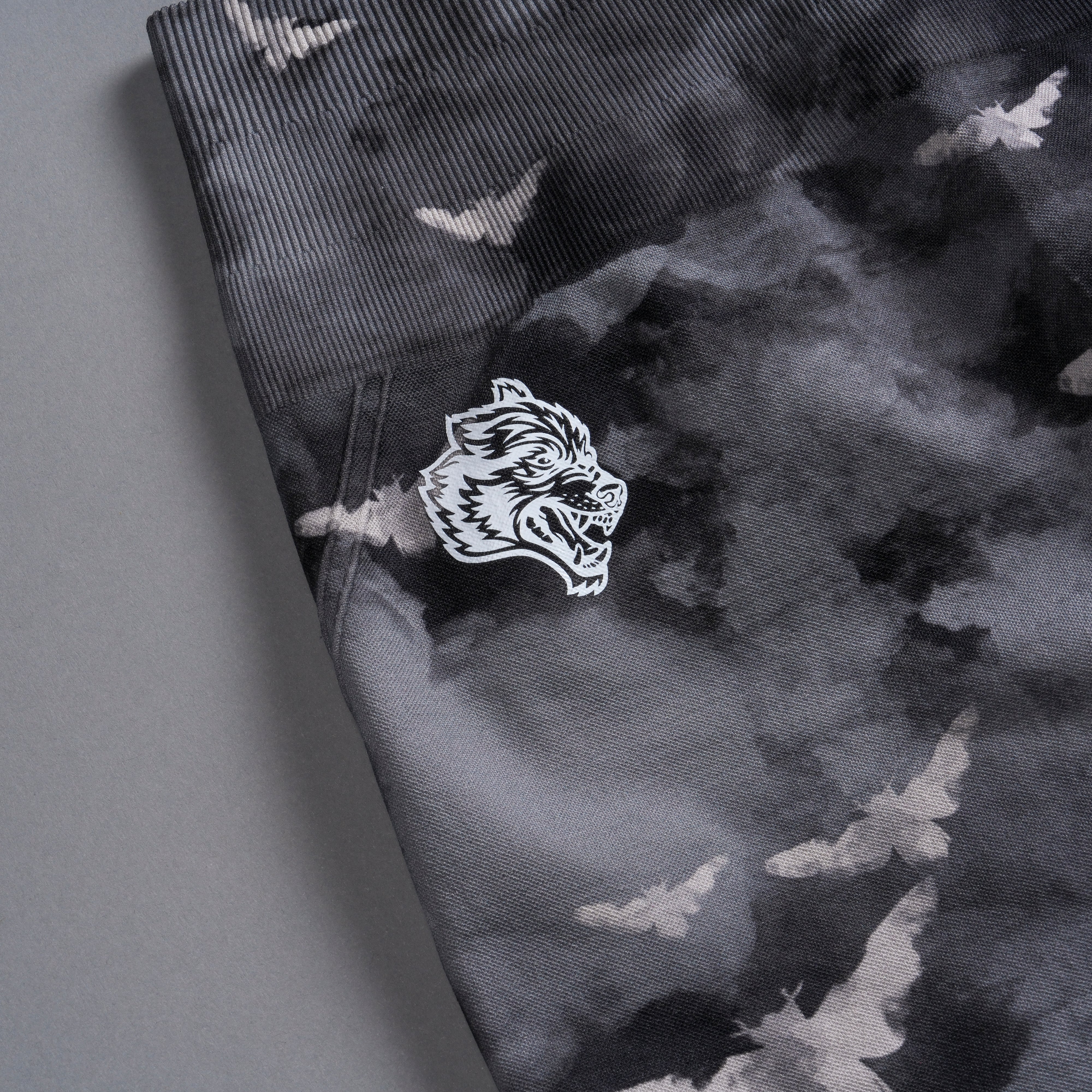 Never Forgotten Everson Seamless "Huxley" Shorts in Black Death Moth Ghost Clouds - Image 9