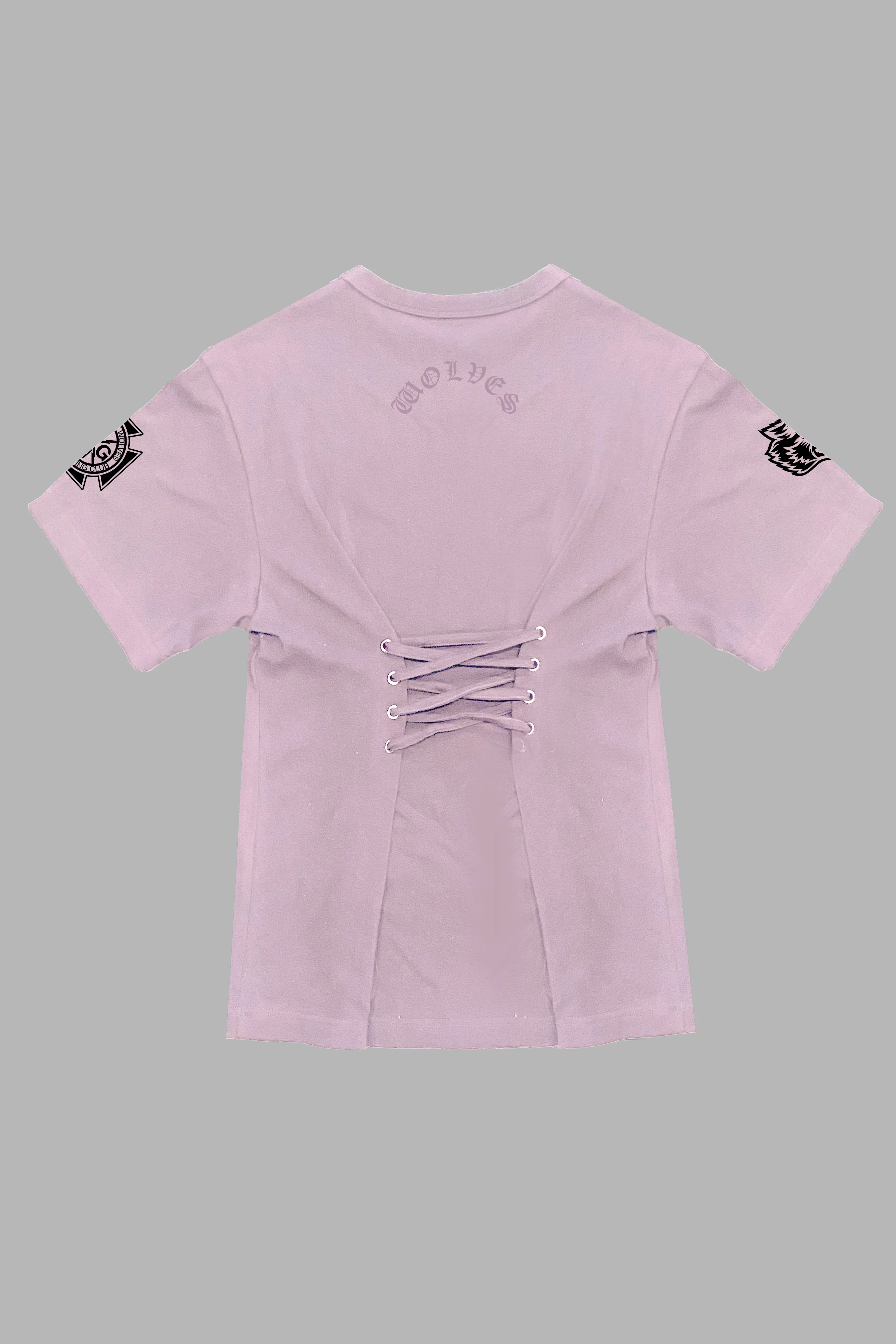 Our Clubs Oversized Lace Up Tee in Blush Pink - Image 2