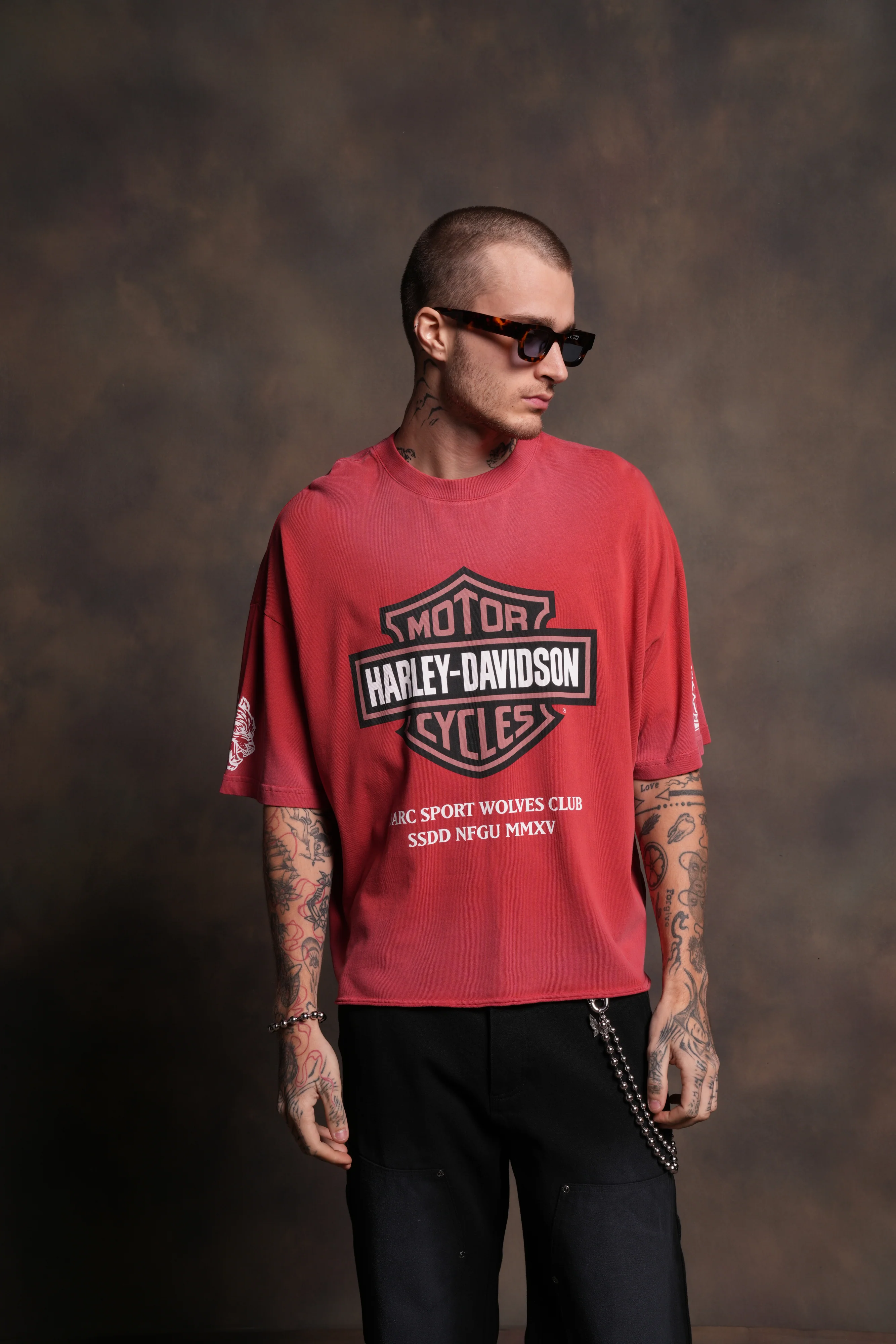 Our Clubs Premium Unisex Raw Hem "Box Cut" Tee in Roman Red Drift Wash - Image 4