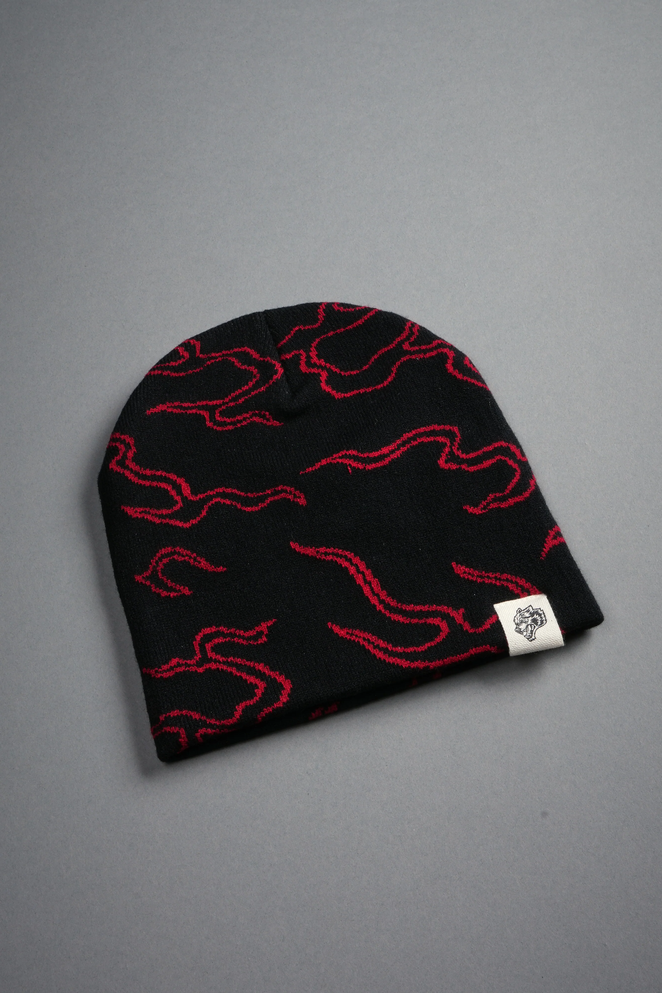 Our Fire Cap Beanie in Black/Red - Image 5