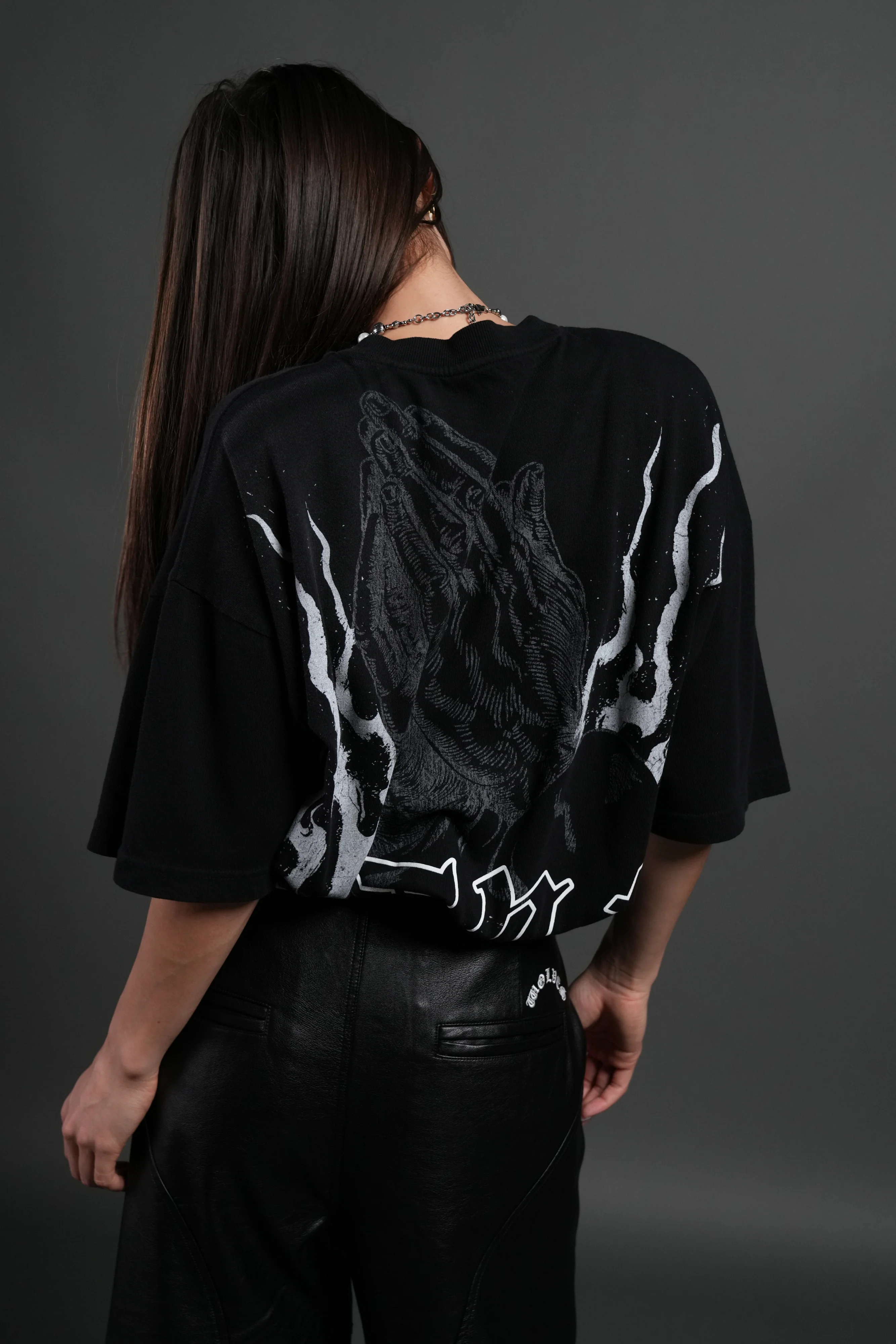 Our Sacrifice Premium Oversized Tee in Black Sun Fade - Image 4