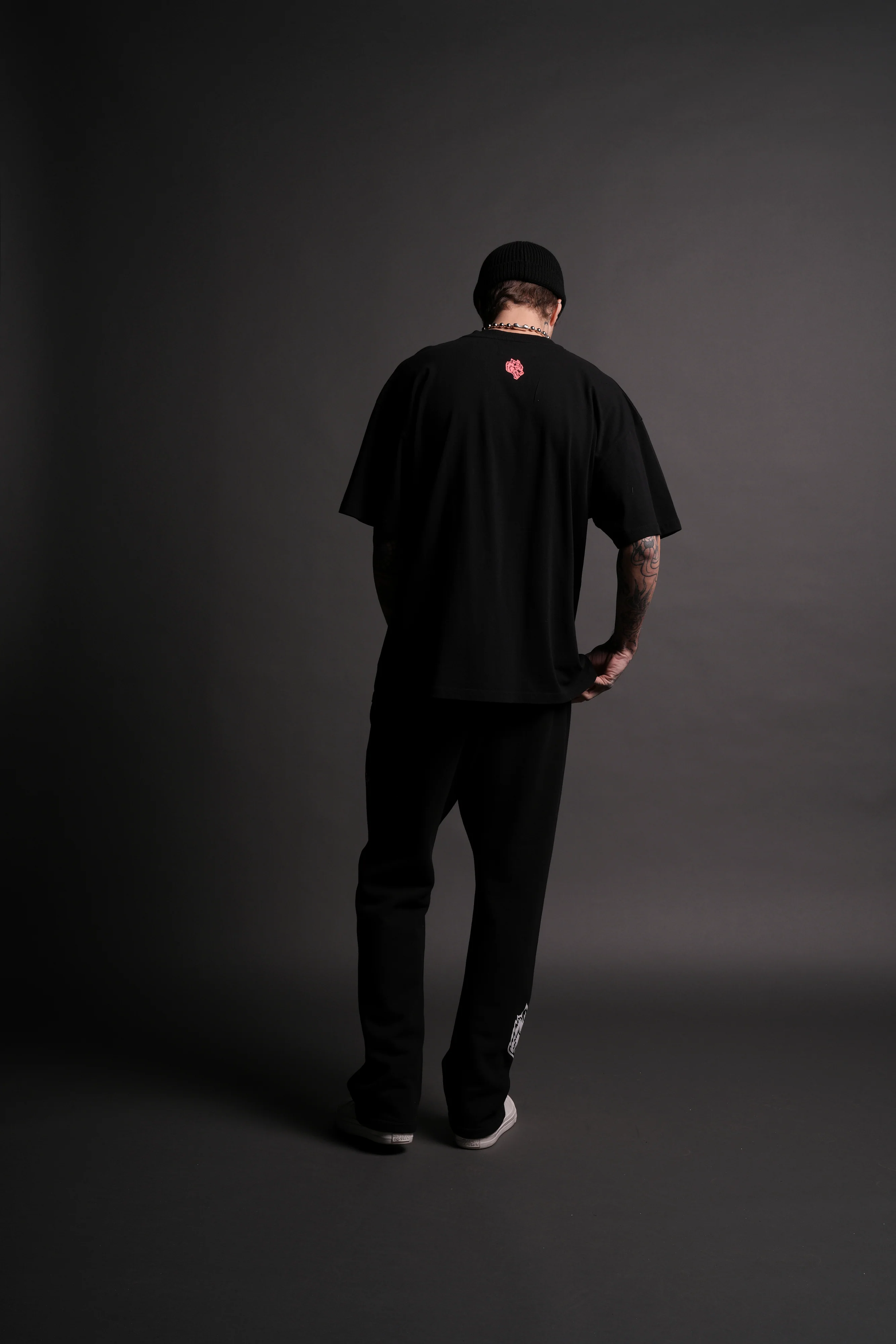 Powerhouse Of The Wolves V2"Premium" Oversized Tee in Black/Neon Pink - Image 5