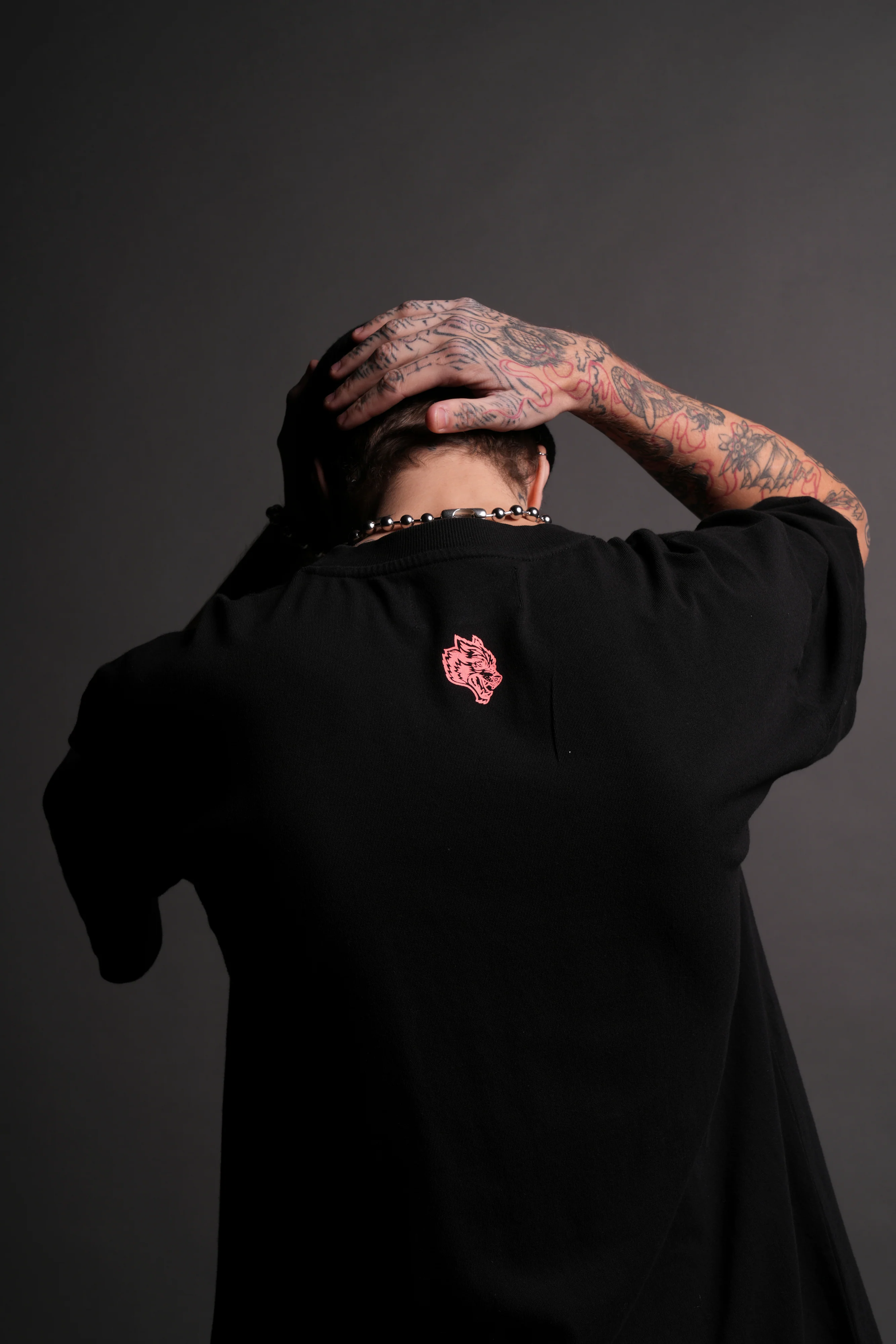 Powerhouse Of The Wolves V2"Premium" Oversized Tee in Black/Neon Pink - Image 7
