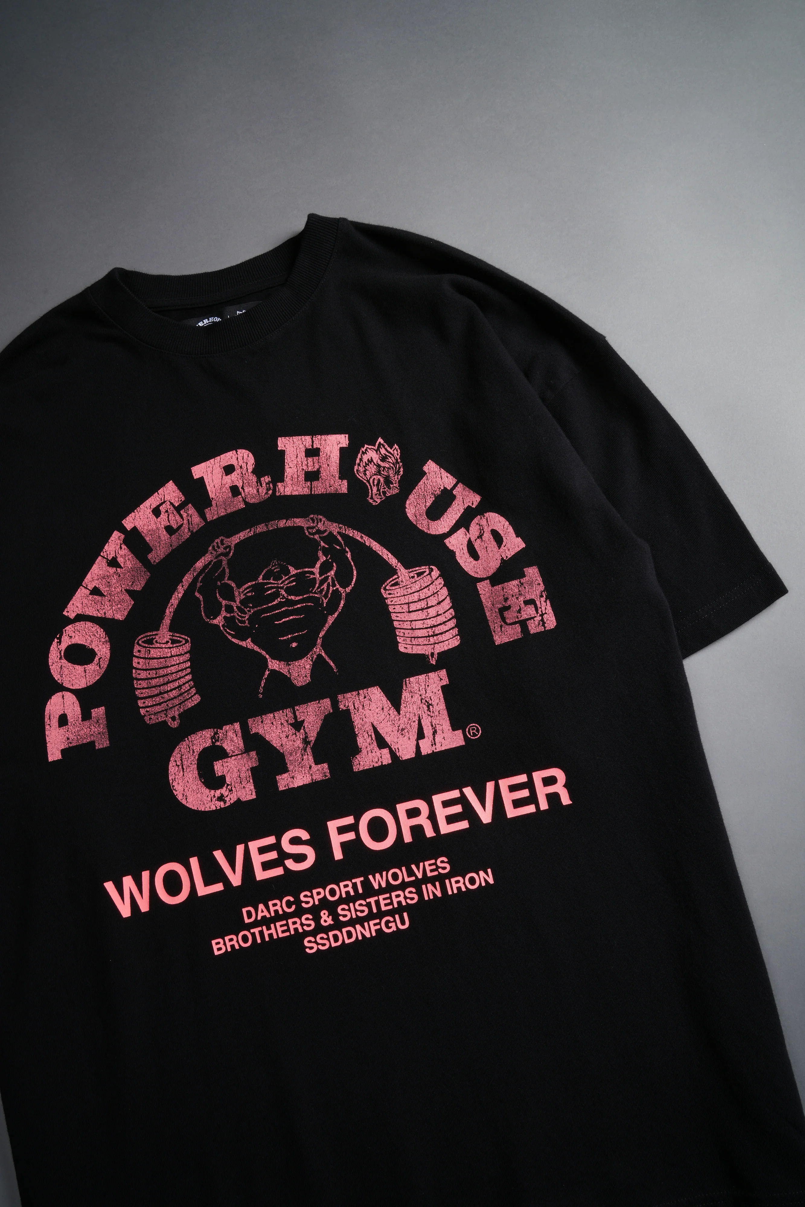 Powerhouse Of The Wolves V2"Premium" Oversized Tee in Black/Neon Pink - Image 8
