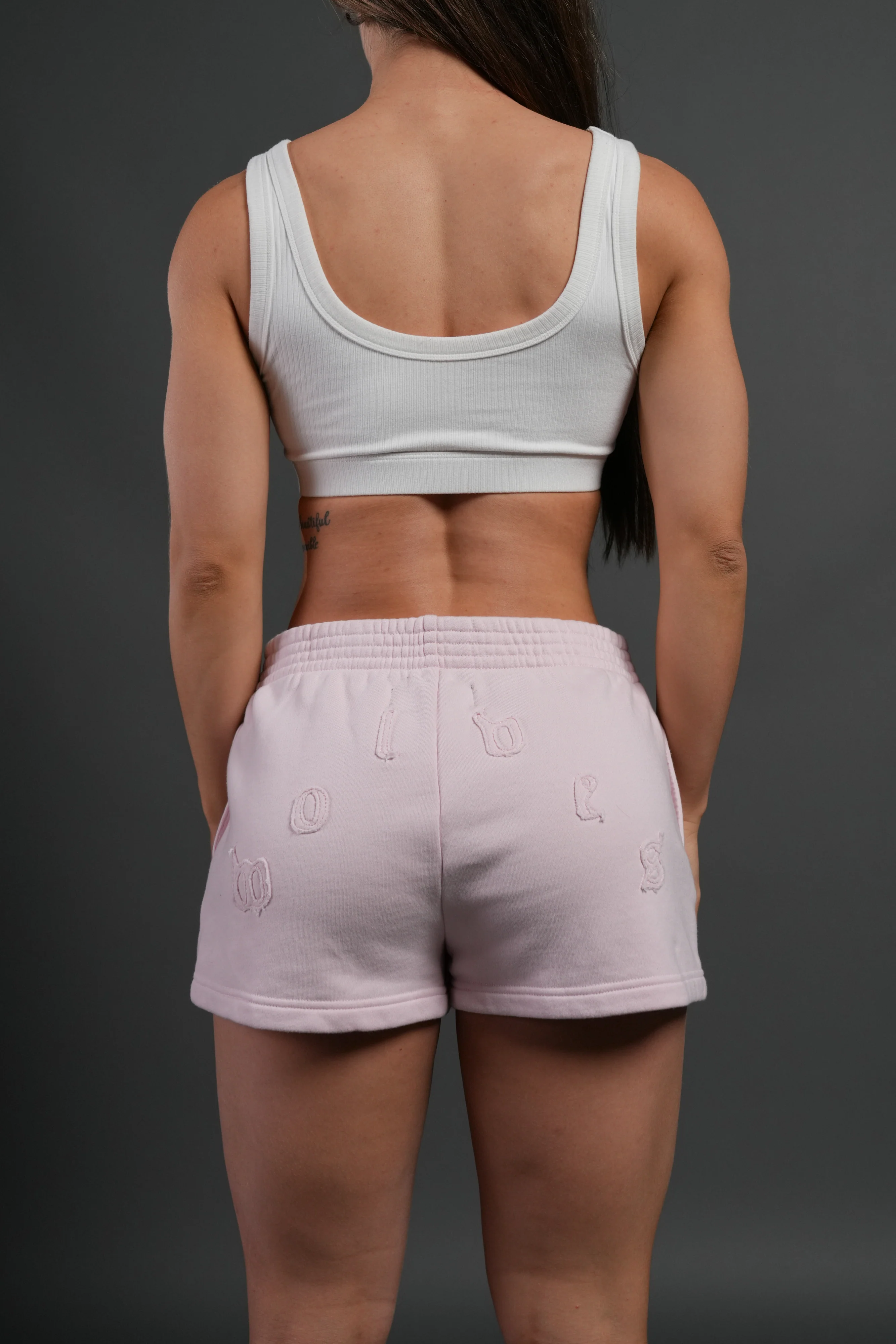 Pyramid Wolves Applique Ellie Sweat Shorts in Blush Pink - Image 3