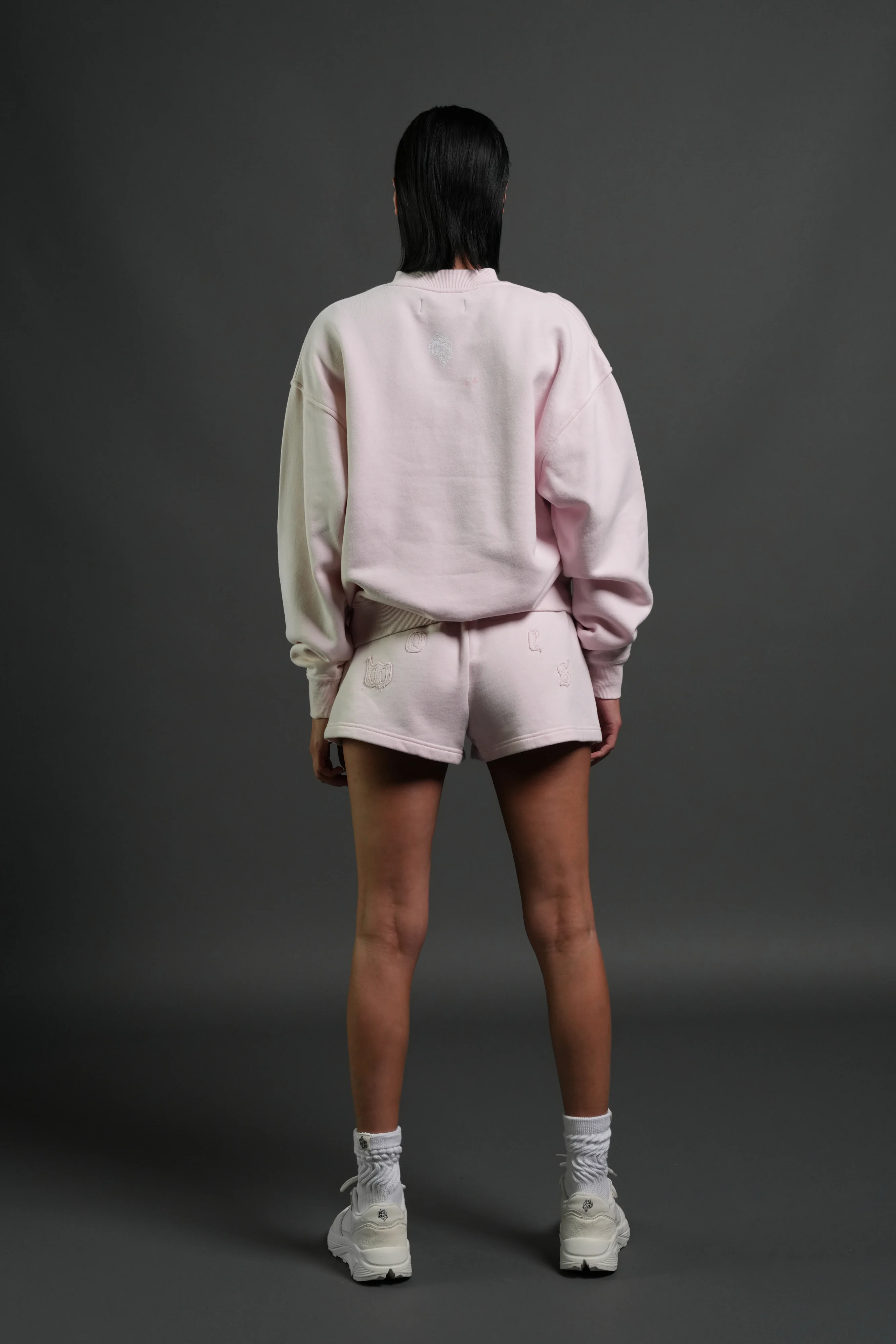 Pyramid Wolves Applique London Crewneck in Blush Pink - Image 4