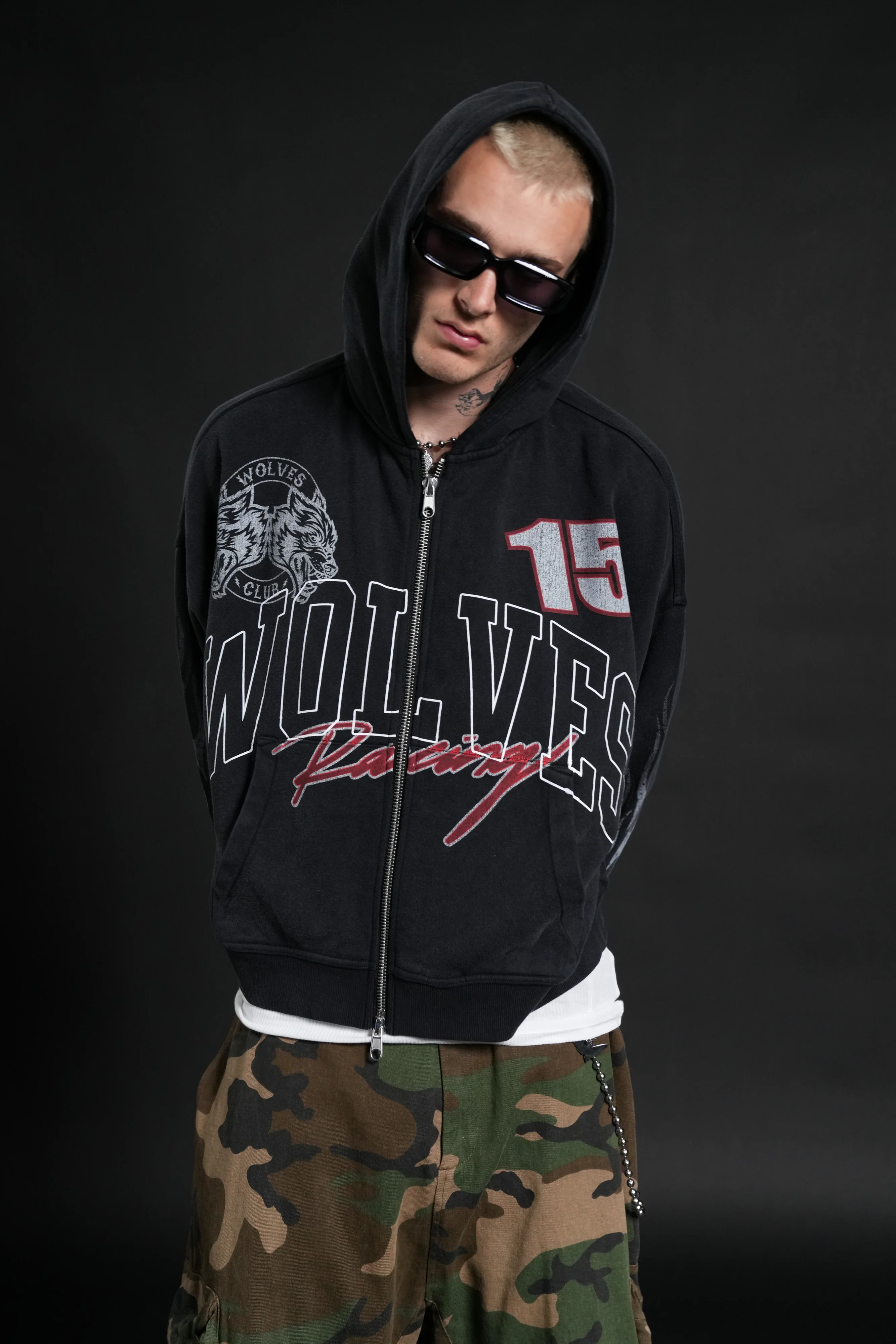 Race Inferno Vex Double Zip Hoodie in Black - Image 4