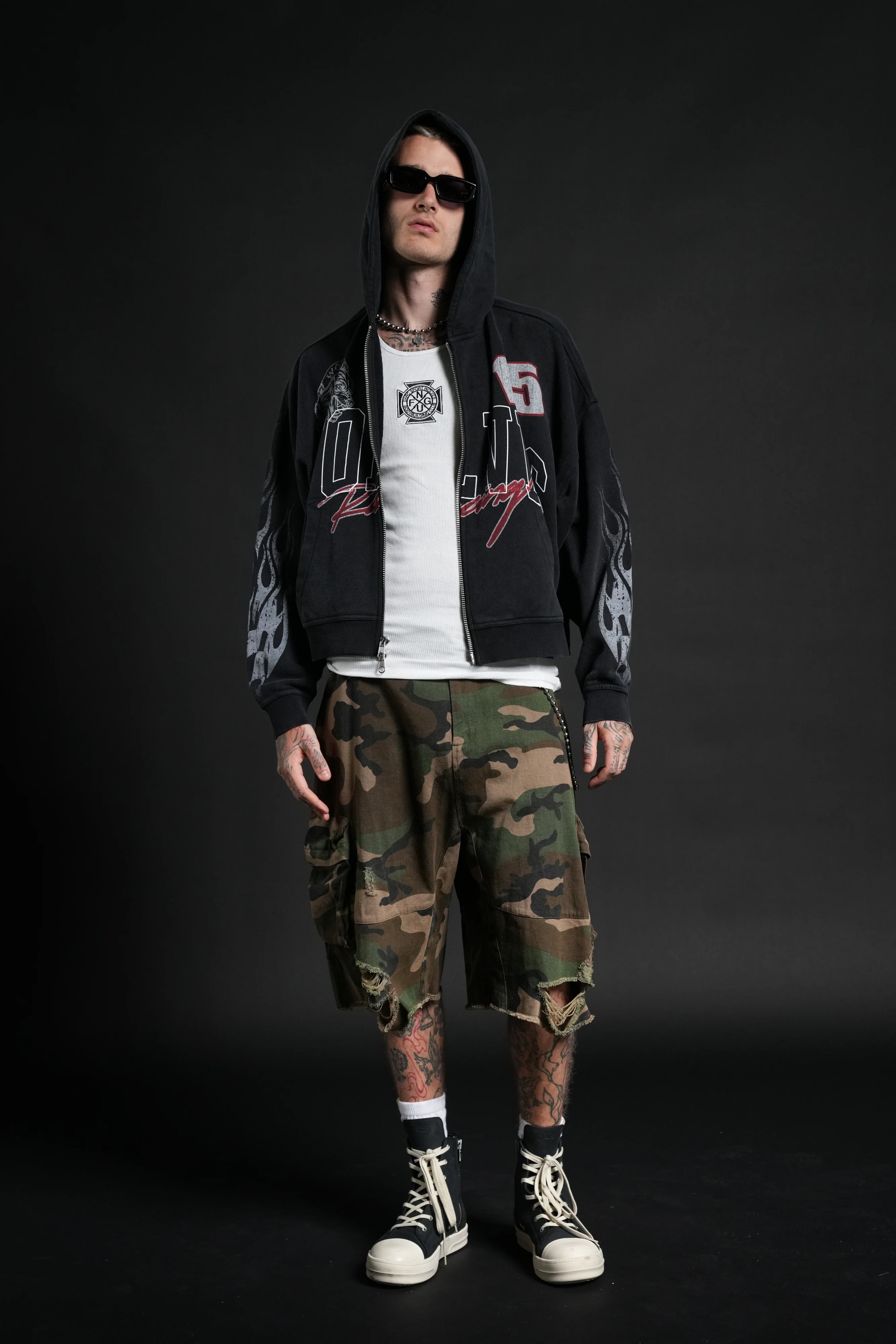 Race Inferno Vex Double Zip Hoodie in Black - Image 5