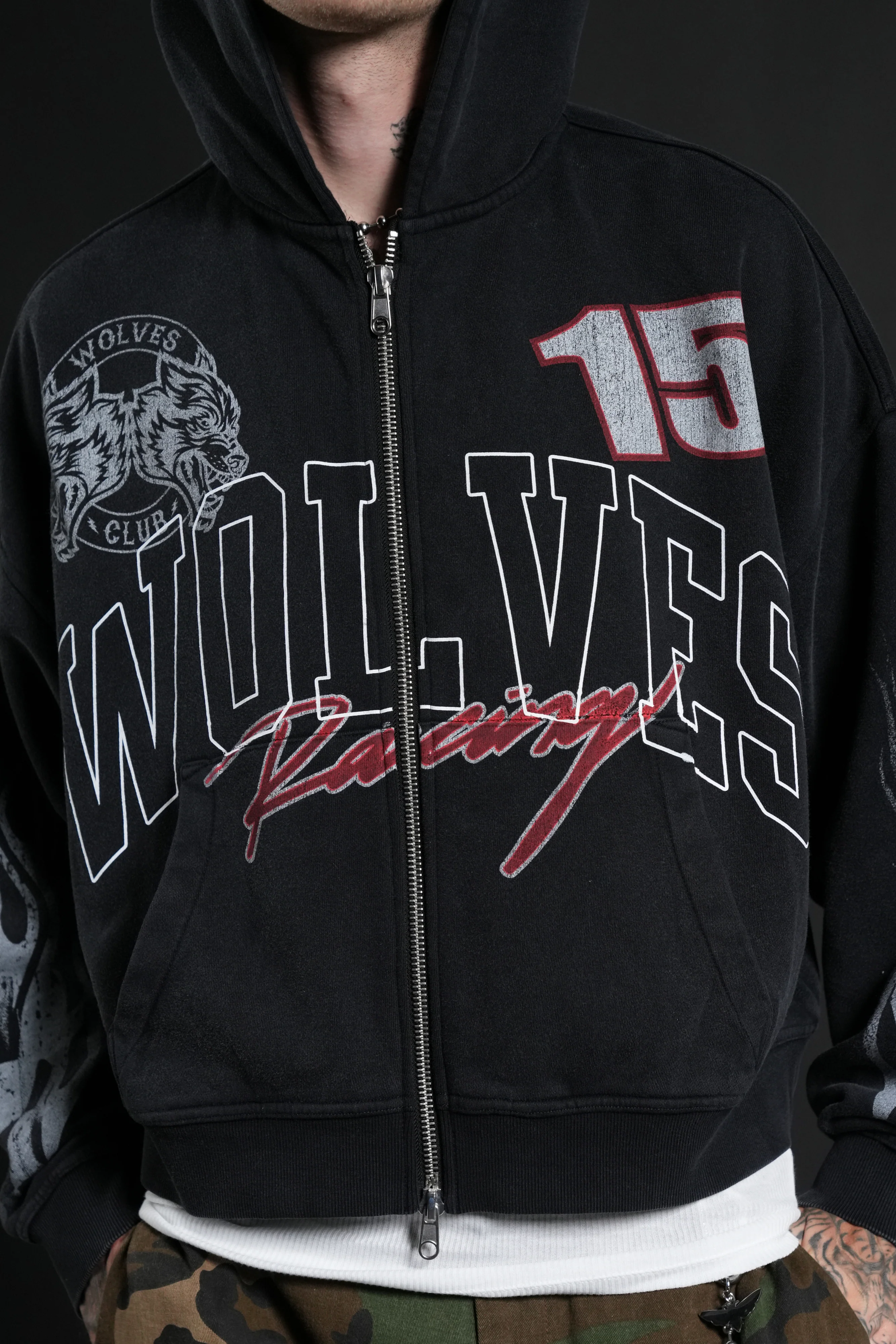 Race Inferno Vex Double Zip Hoodie in Black - Image 8
