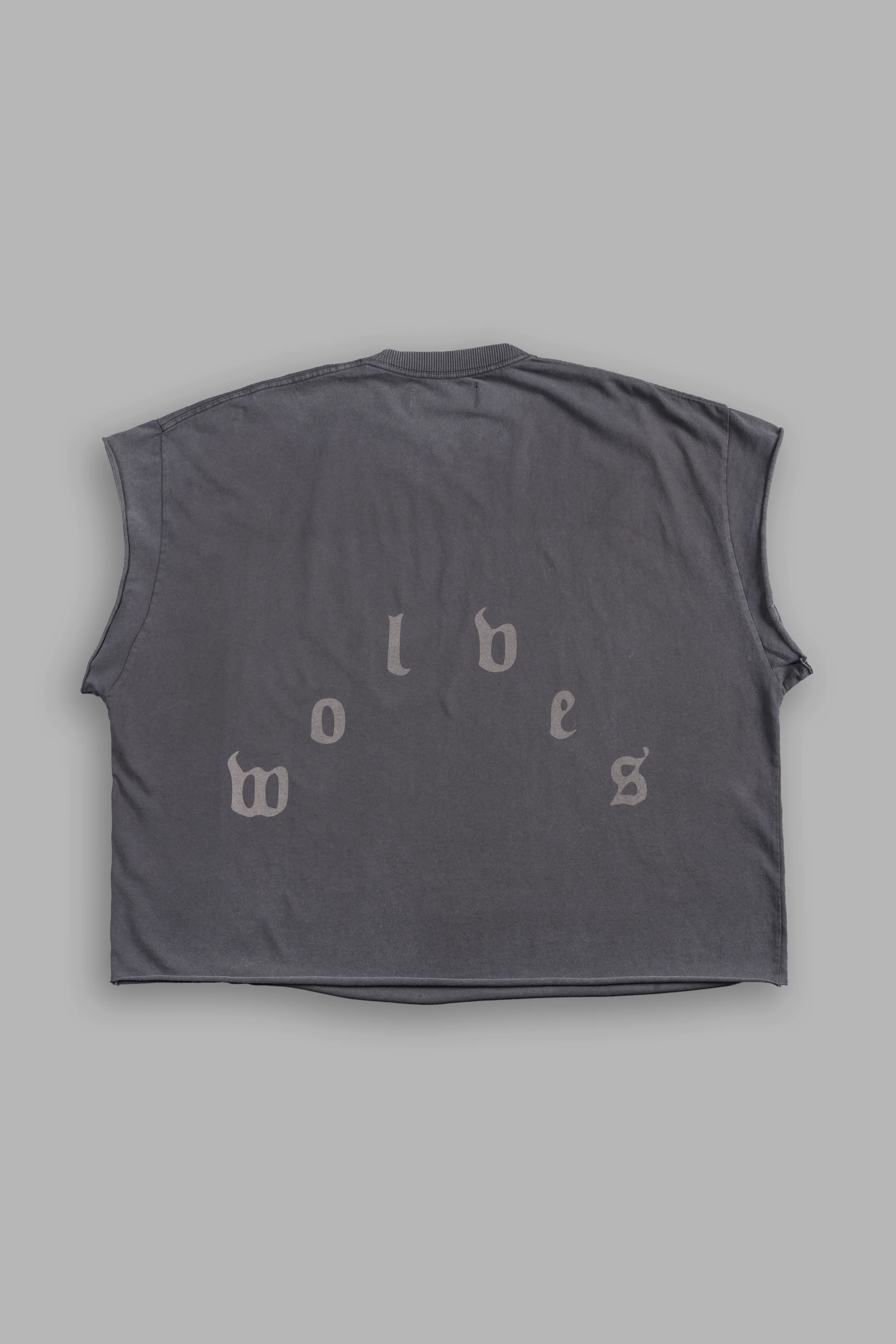 Real Steel Grunge Mid Length Raw Hem Cap Sleeve Tee in Wolf Gray - Image 2