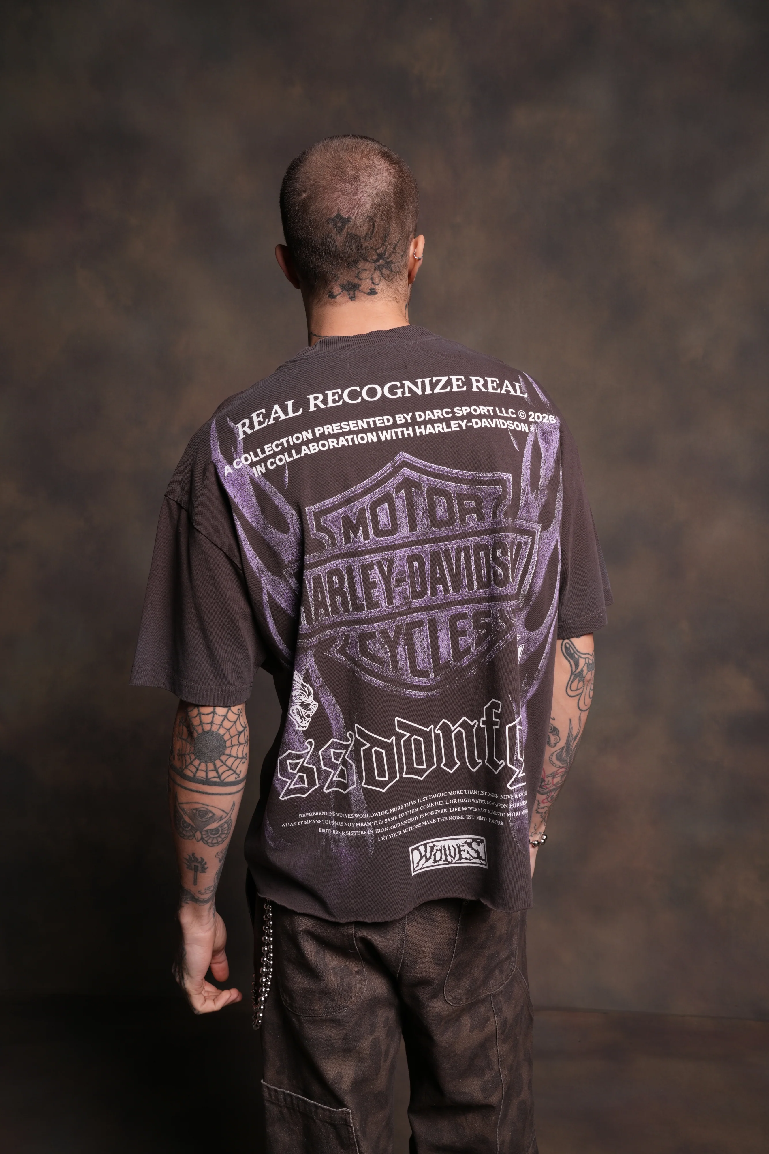 Ride Forever Distressed Grunge Mid-Length Raw Hem Tee in Darc Brown Drift Wash - Image 4