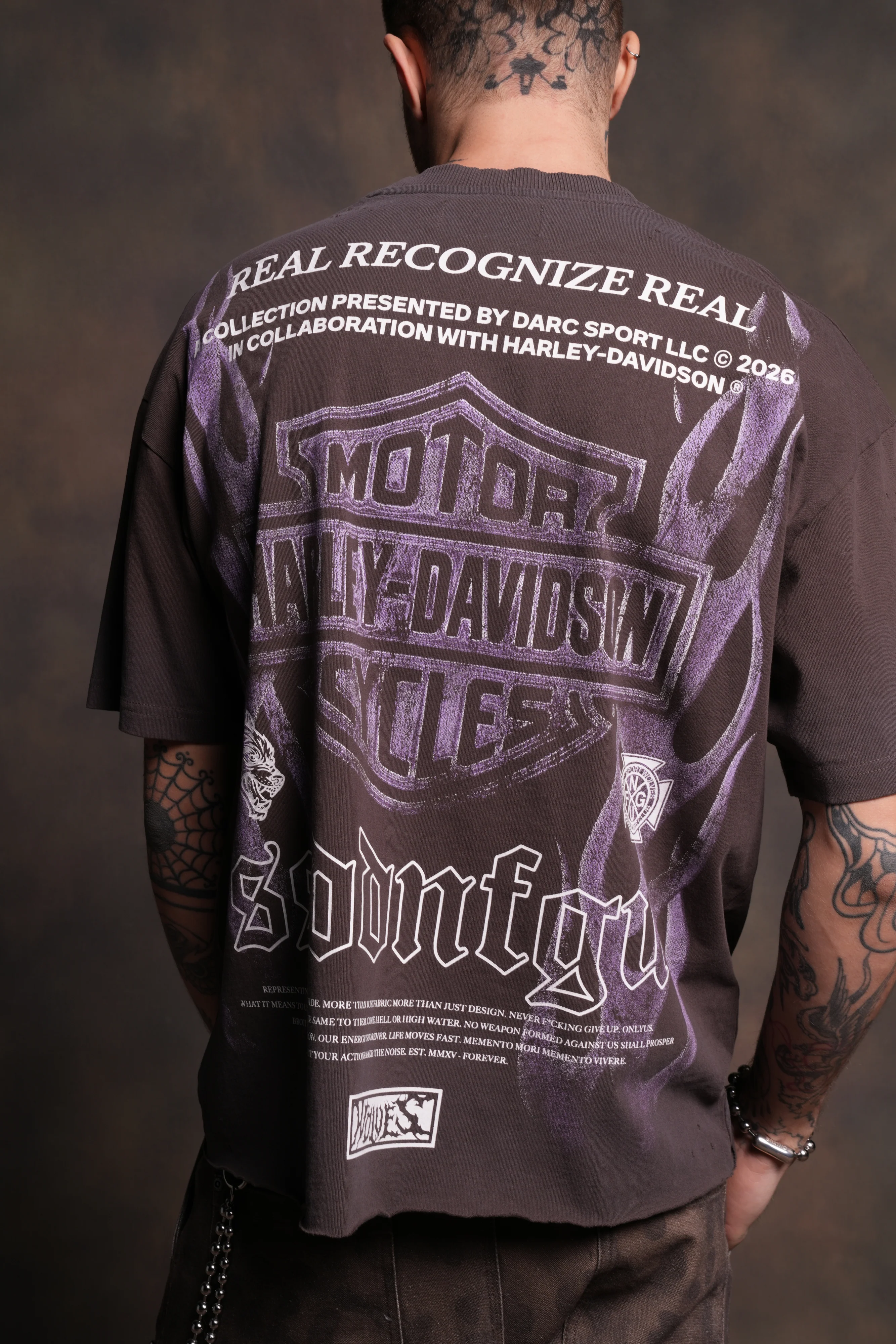 Ride Forever Distressed Grunge Mid-Length Raw Hem Tee in Darc Brown Drift Wash - Image 8
