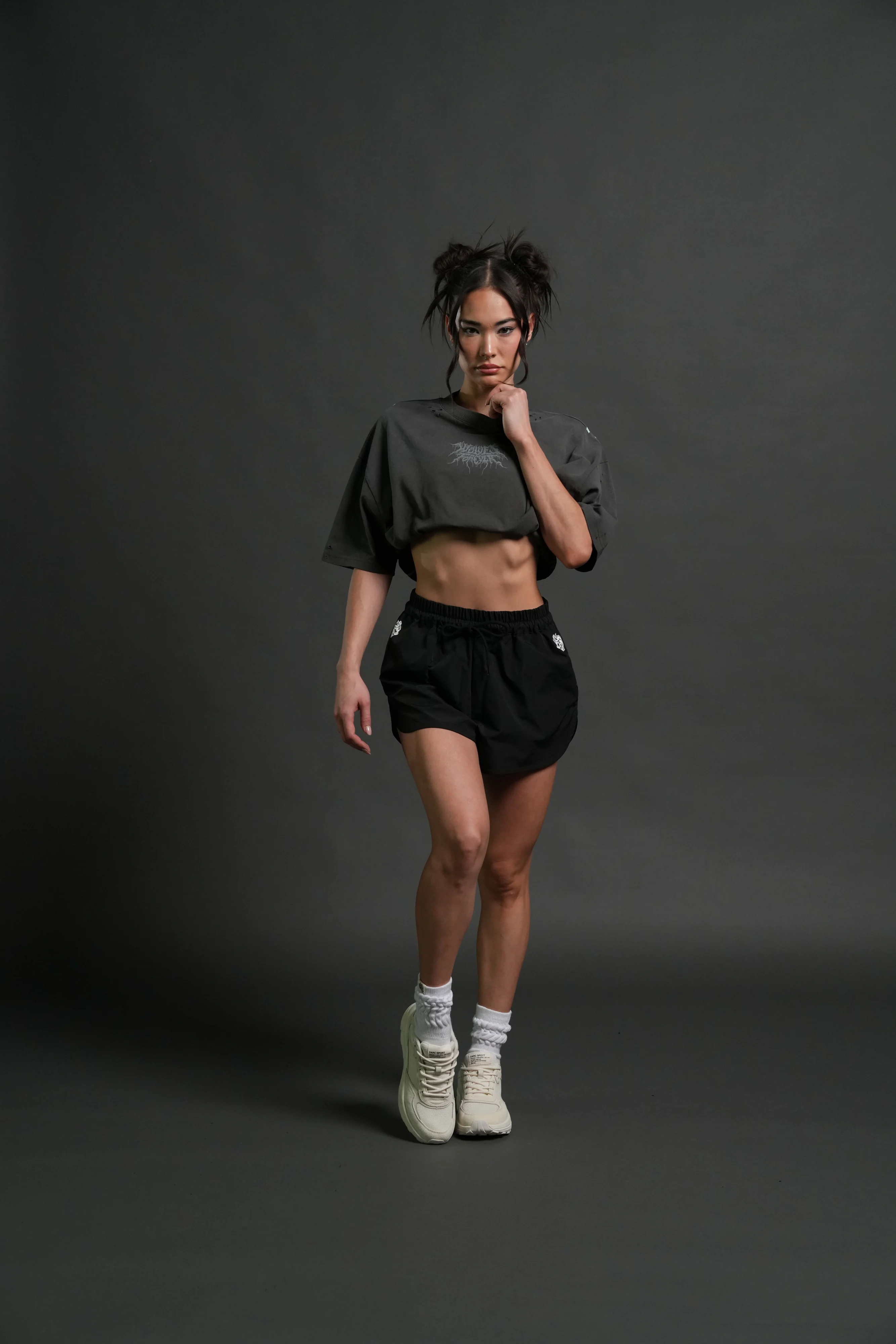 Rise of Beru Grunge Mid-Length Raw Hem Tee in Wolf Gray Sun Fade - Image 14