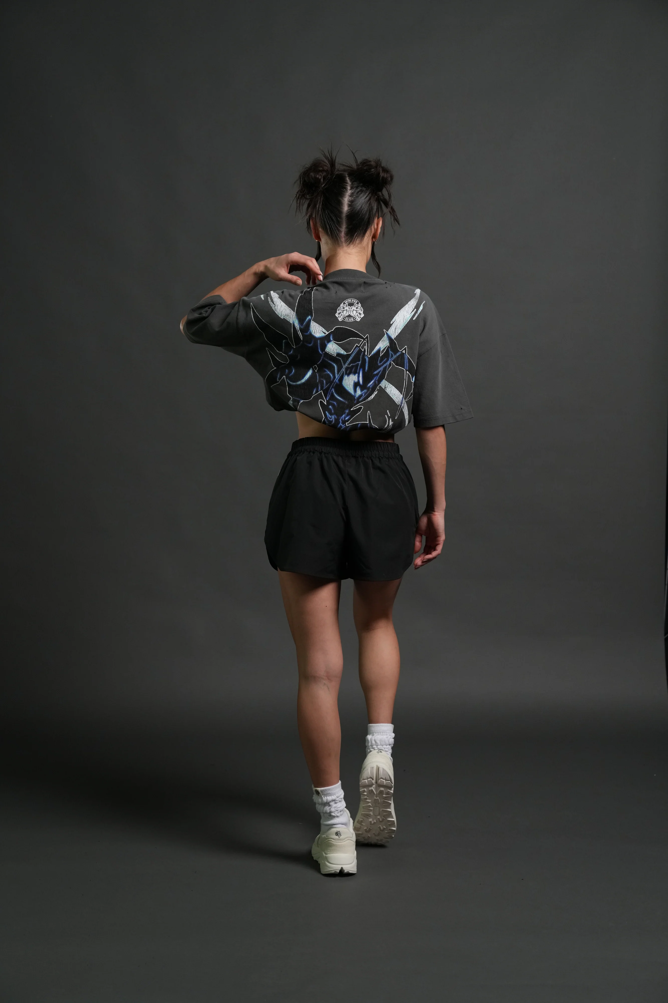 Rise of Beru Grunge Mid-Length Raw Hem Tee in Wolf Gray Sun Fade - Image 15
