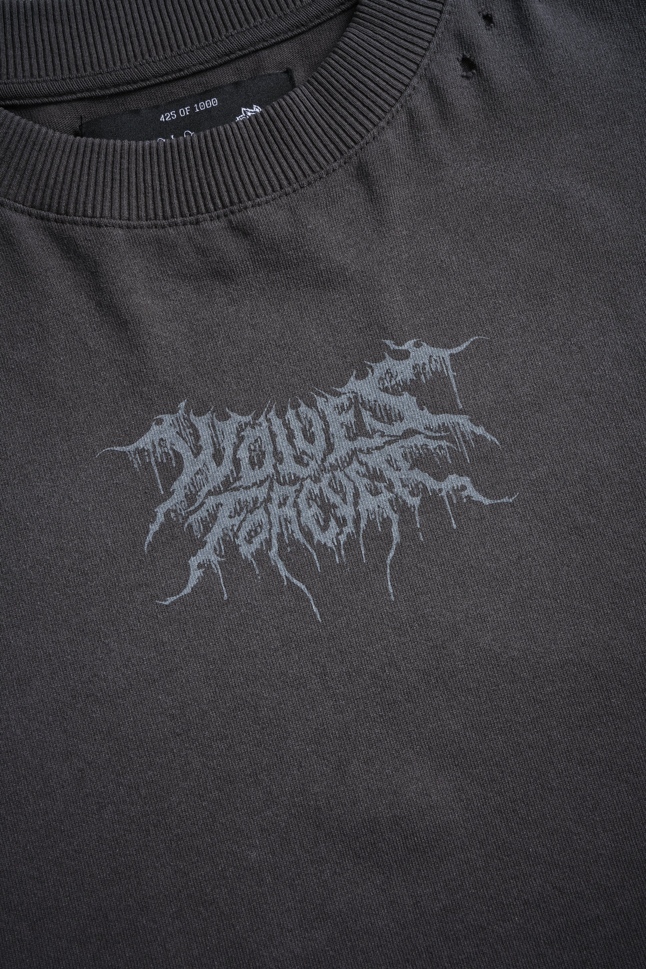 Rise of Beru Grunge Mid-Length Raw Hem Tee in Wolf Gray Sun Fade - Image 9