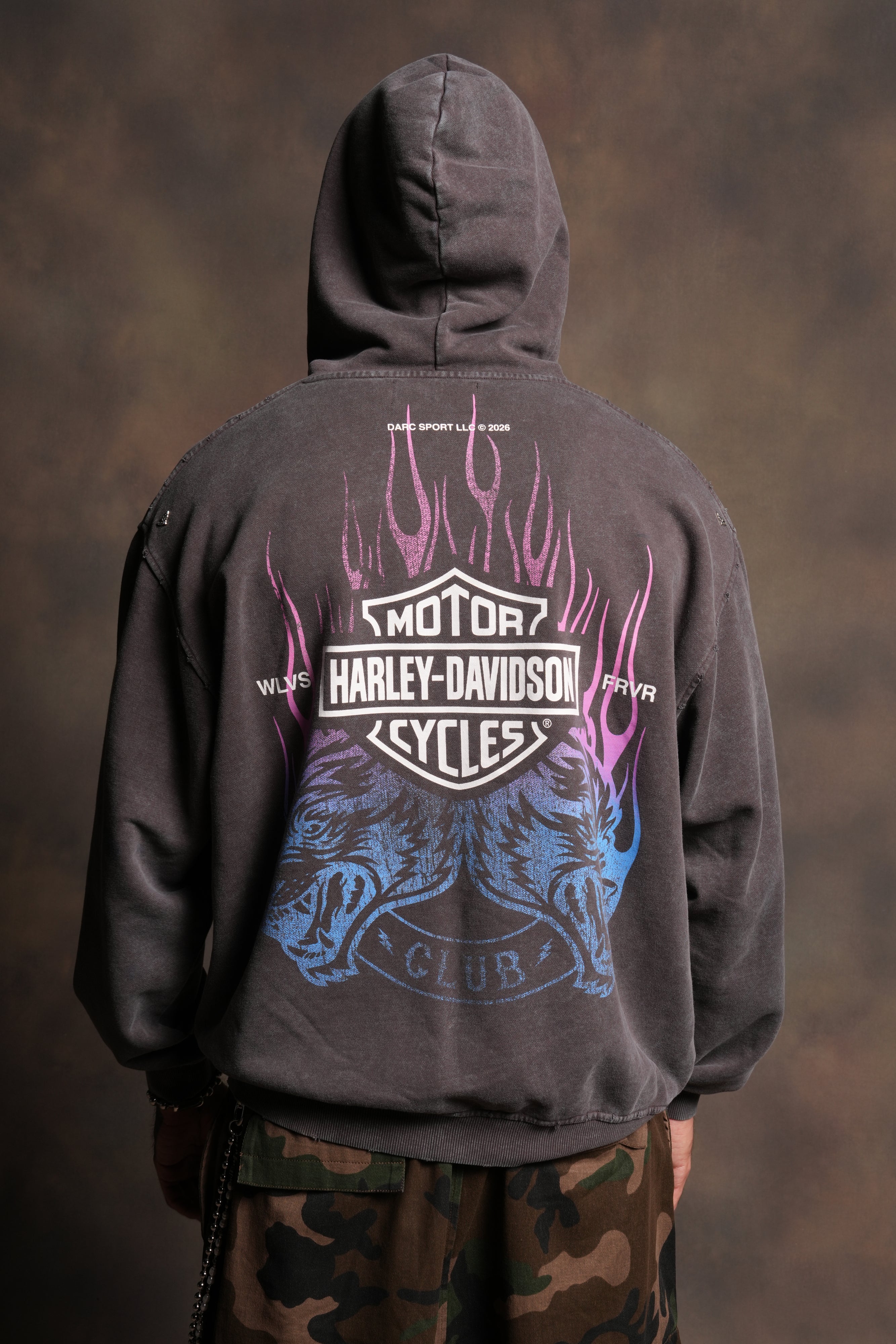 Rising Sun Grunge Moatis Hoodie in Darc Brown - Image 4