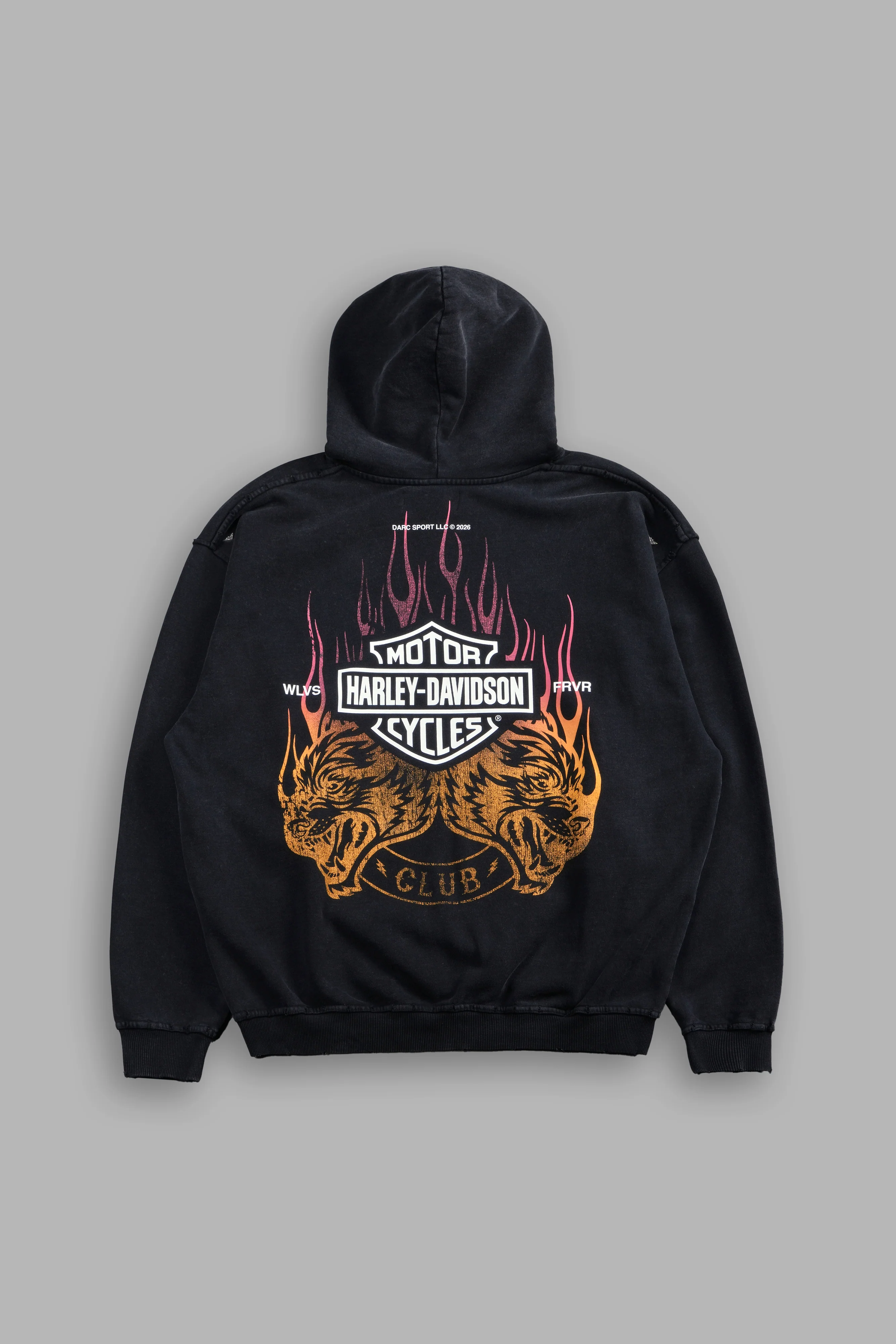 Rising Sun Grunge Moatis Hoodie in Washed Black