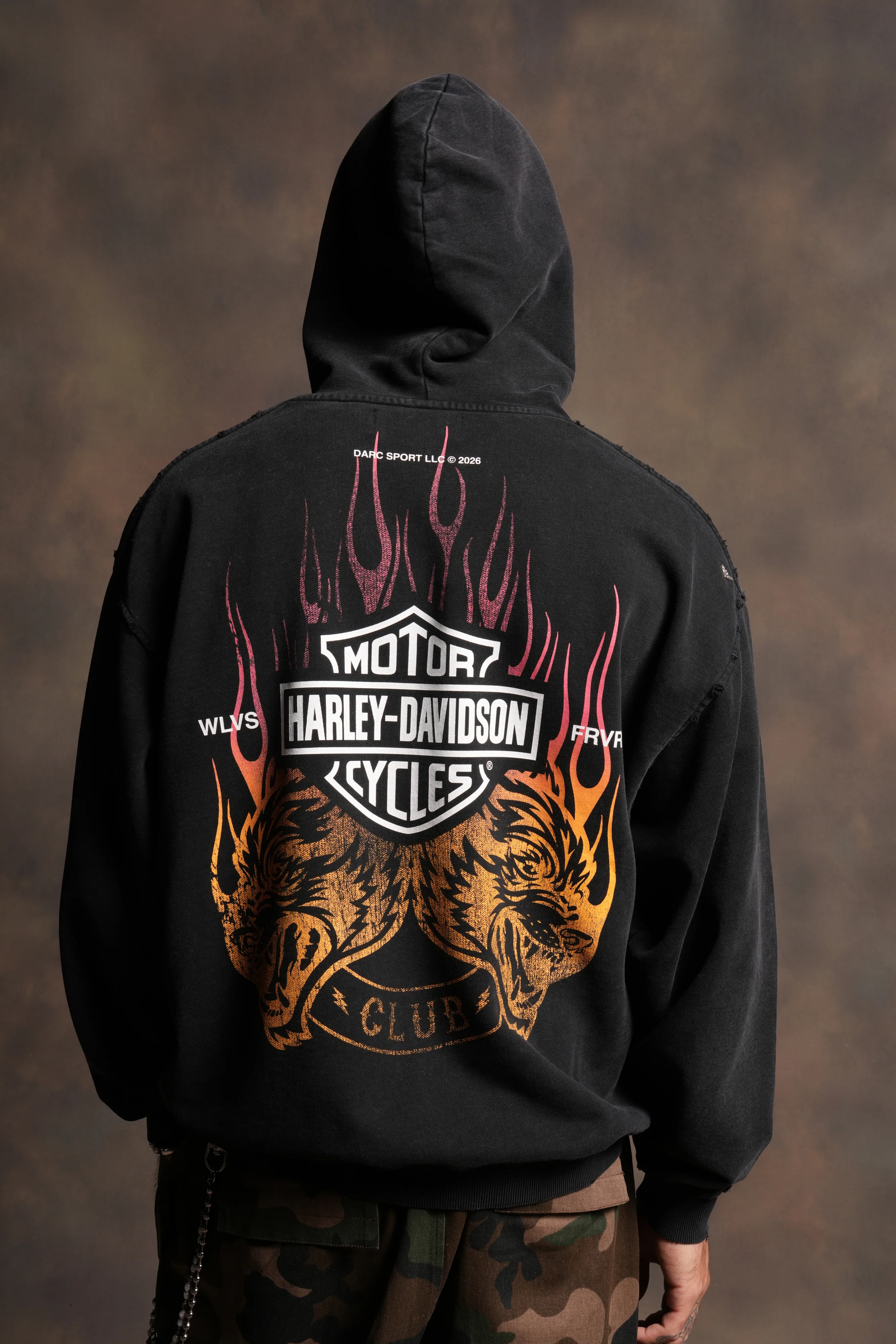 Rising Sun Grunge Moatis Hoodie in Washed Black - Image 4