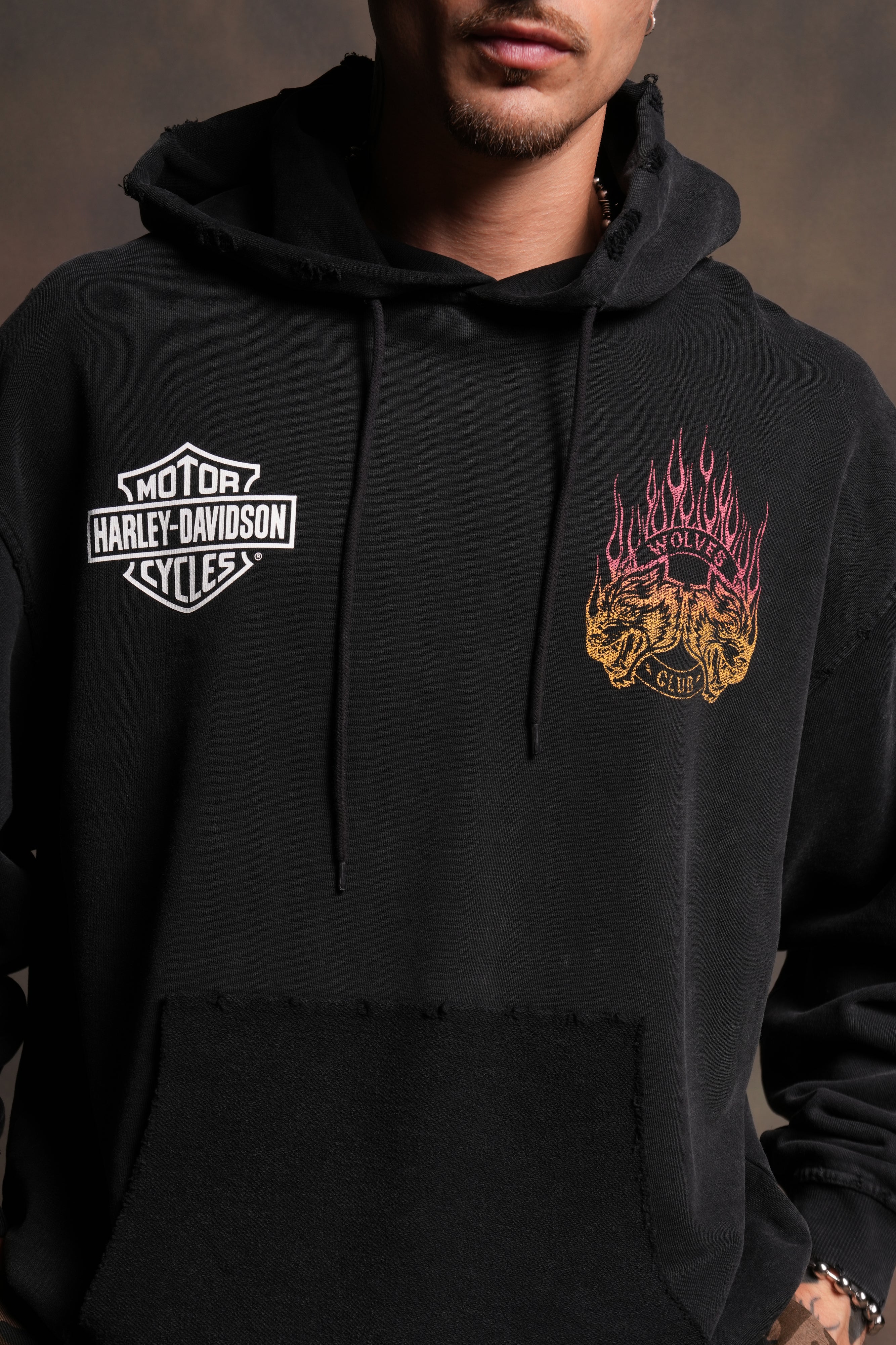 Rising Sun Grunge Moatis Hoodie in Washed Black - Image 5
