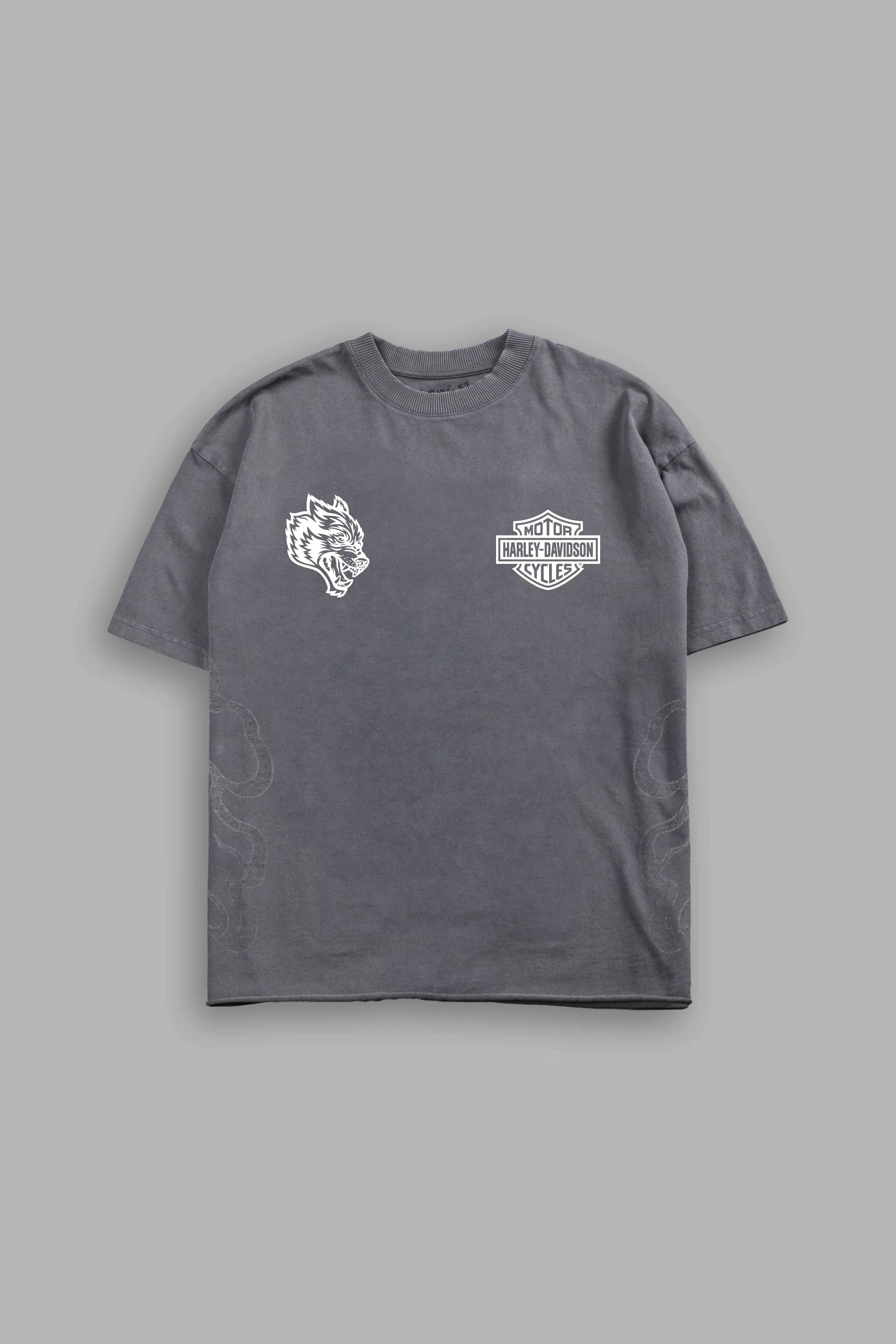 Ronin Rider Grunge Mid Length Raw Hem Tee in Slate Gray - Image 2