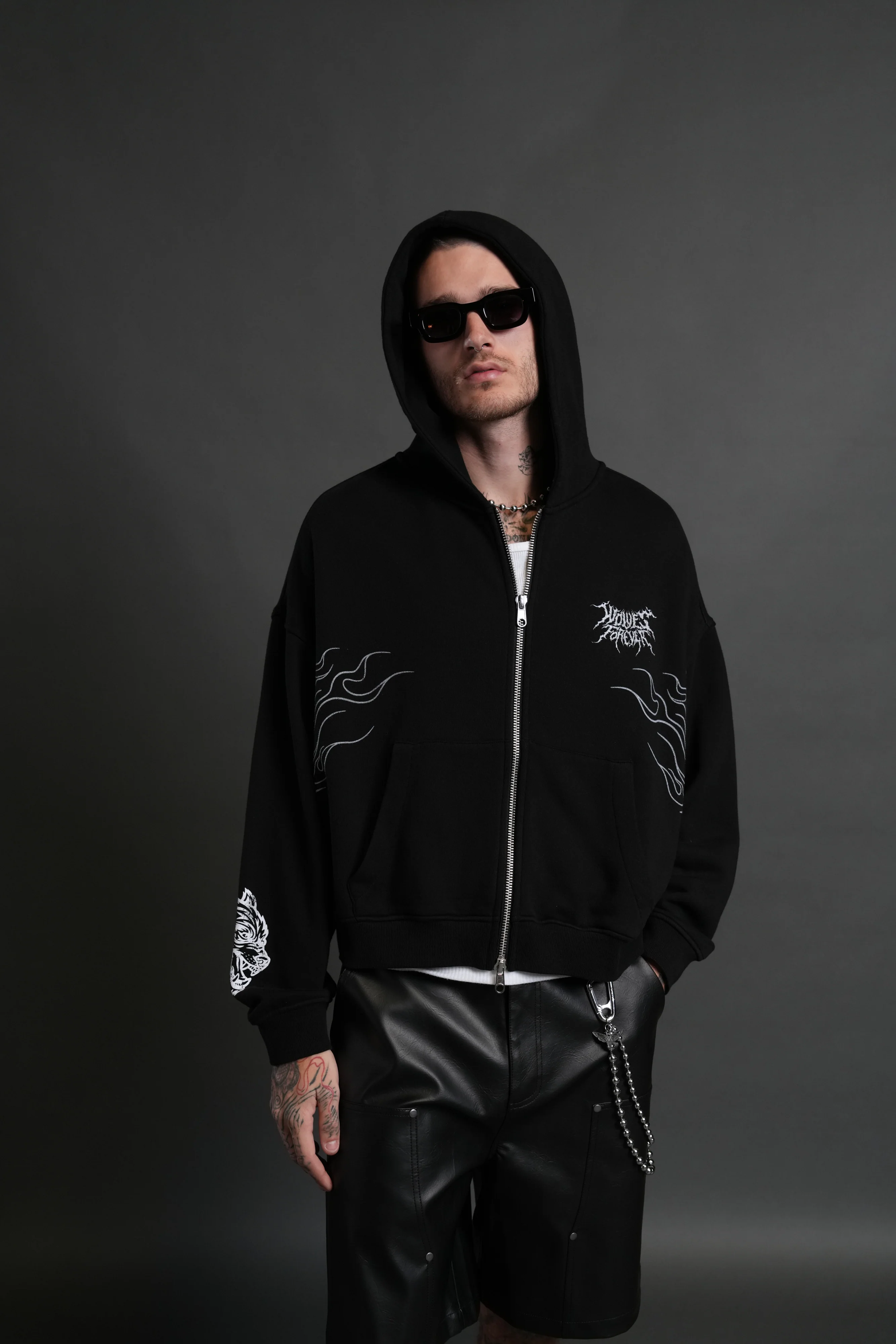 S-Rank Vex Double Zip Hoodie in Black - Image 2