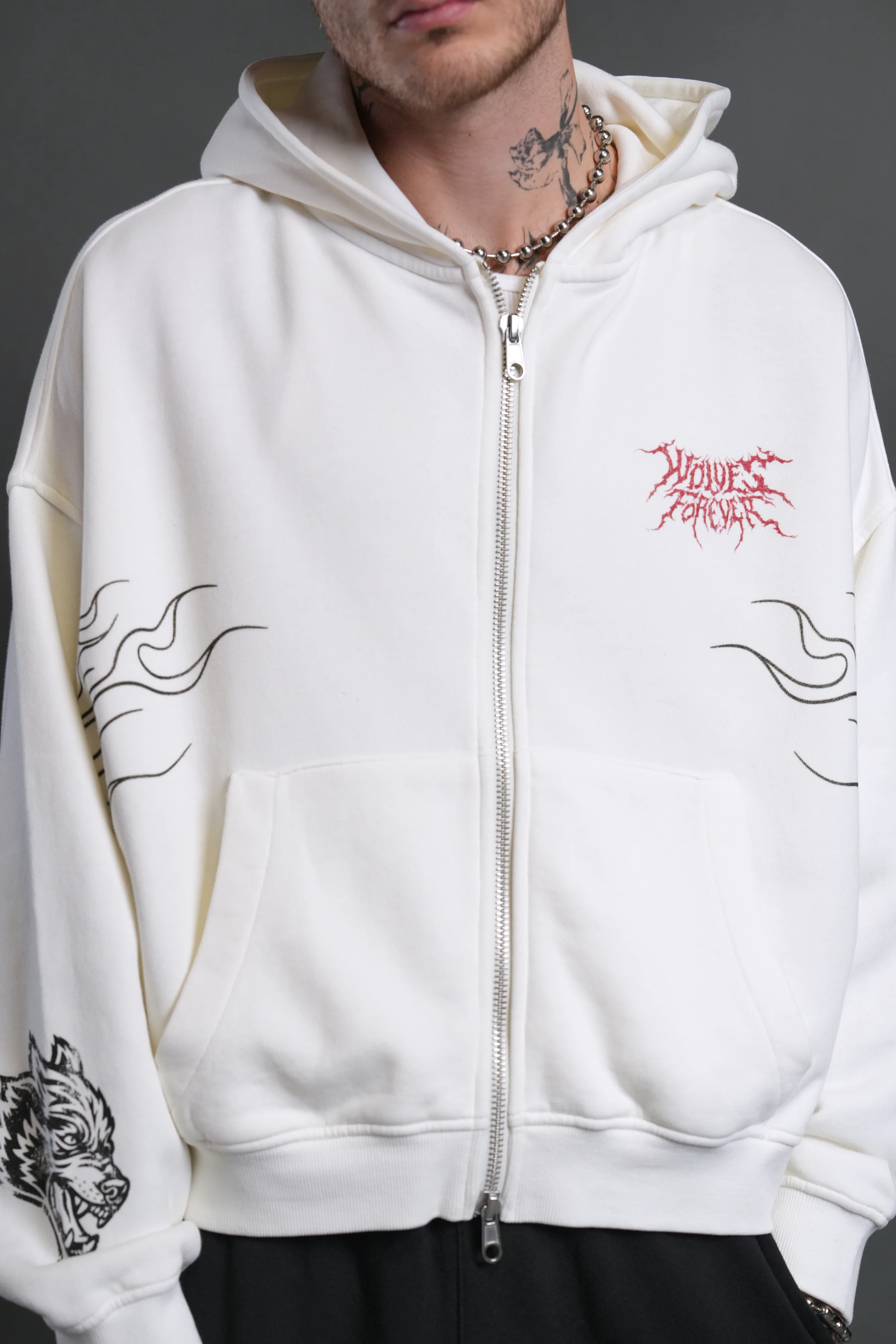 S-Rank Vex Double Zip Hoodie in Cream - Image 11