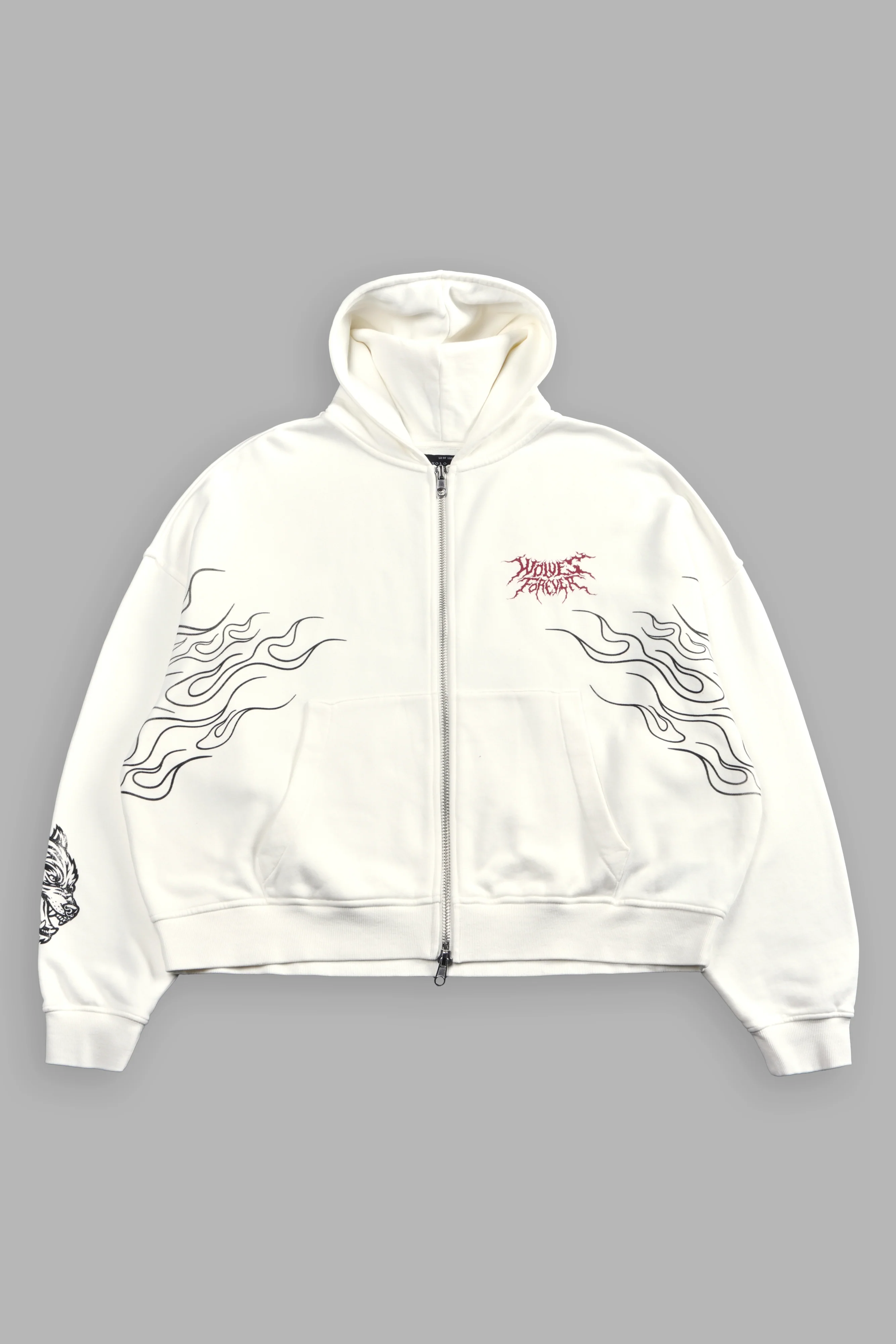 S-Rank Vex Double Zip Hoodie in Cream - Image 3