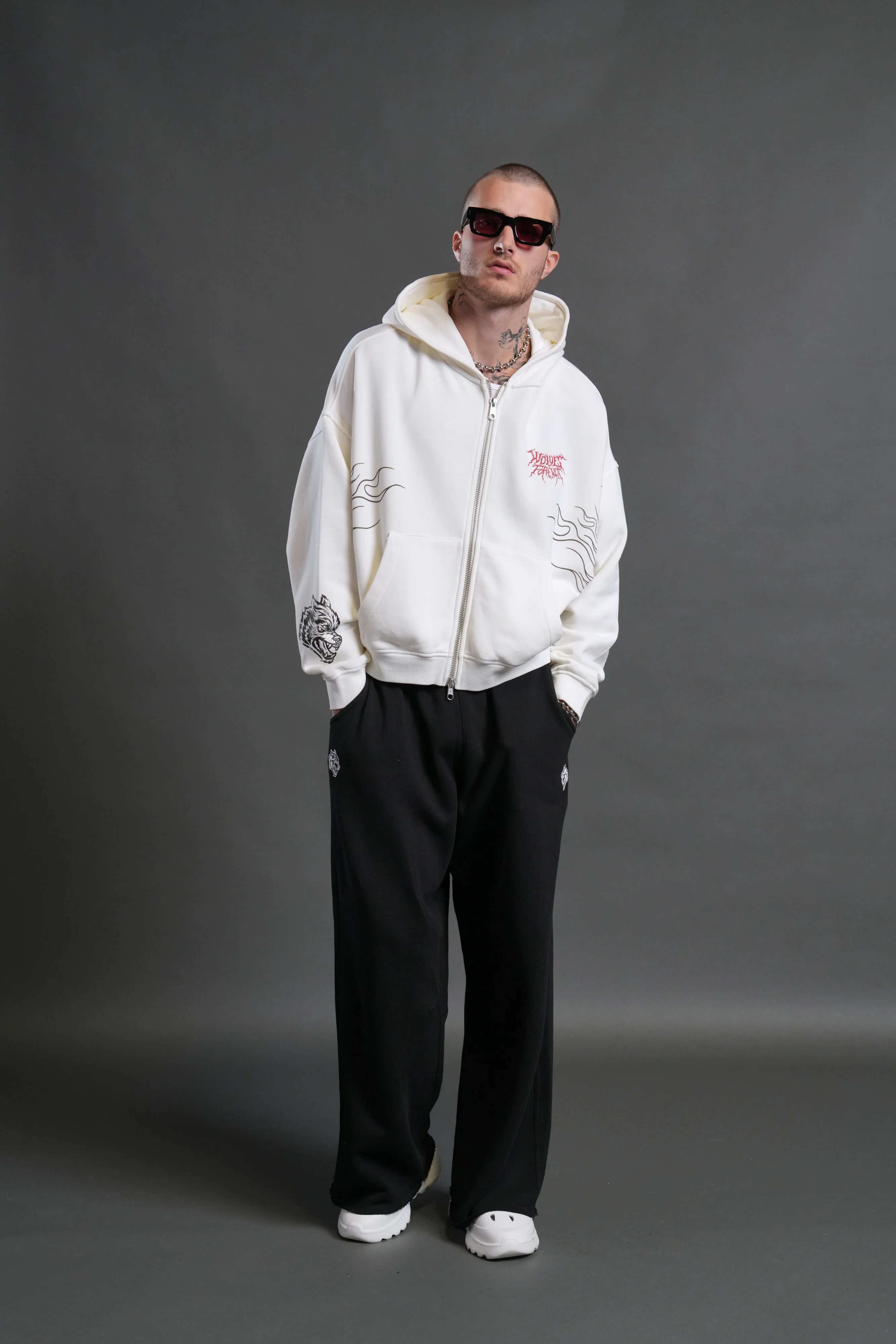 S-Rank Vex Double Zip Hoodie in Cream - Image 5