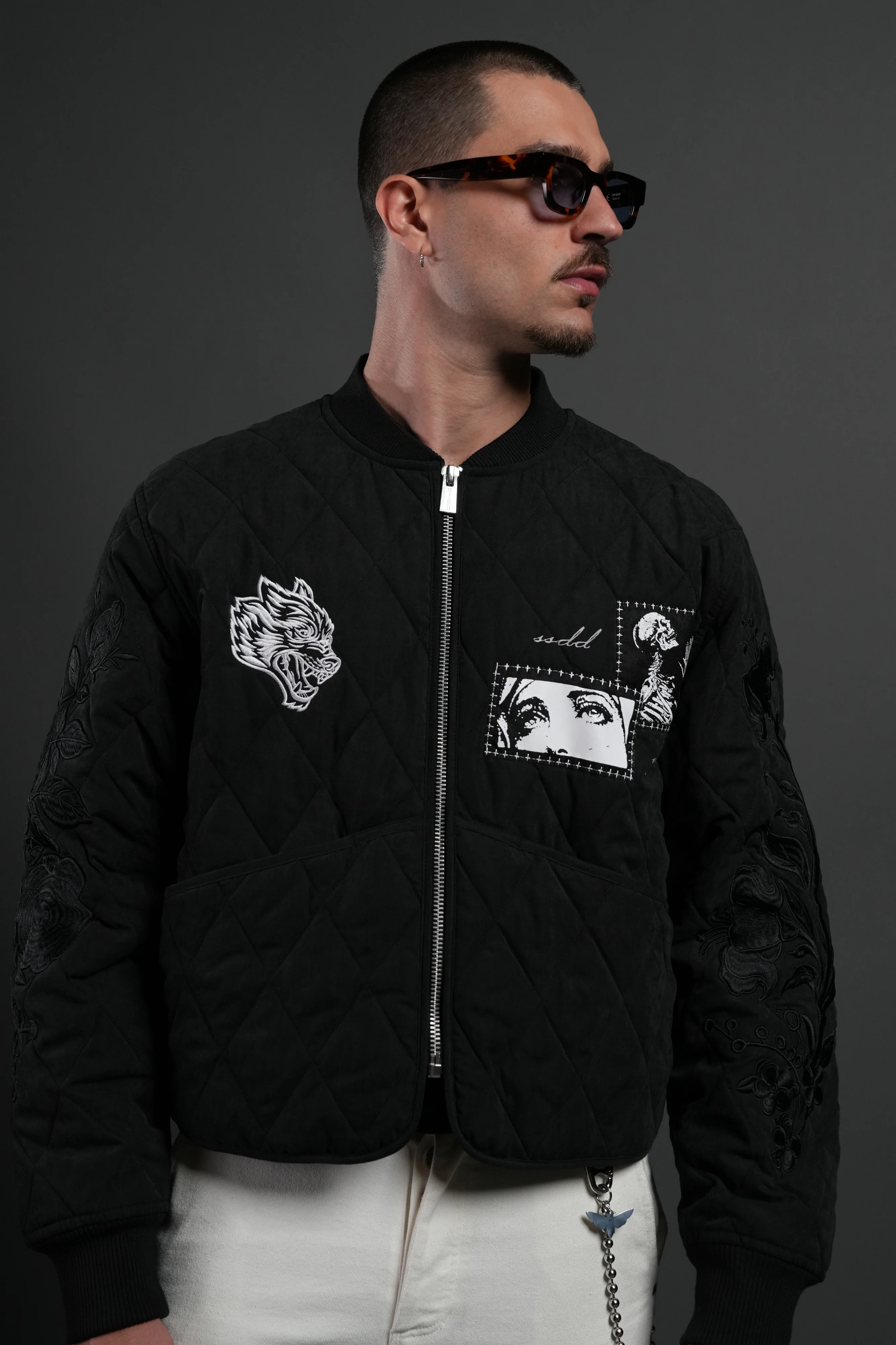 Sacred Wolves Boxy Darco Quilted Jacket in Black - Image 4