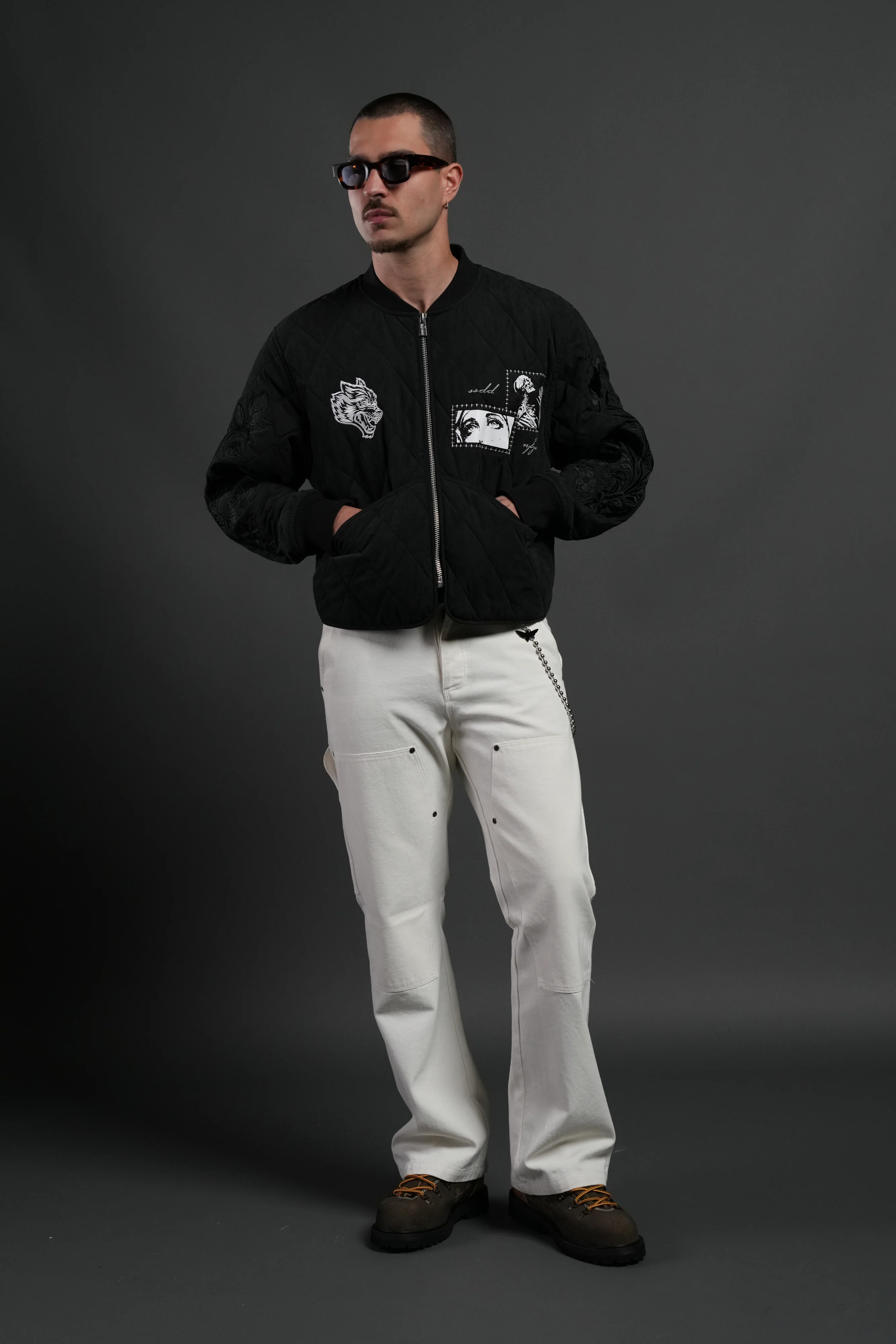 Sacred Wolves Boxy Darco Quilted Jacket in Black - Image 5