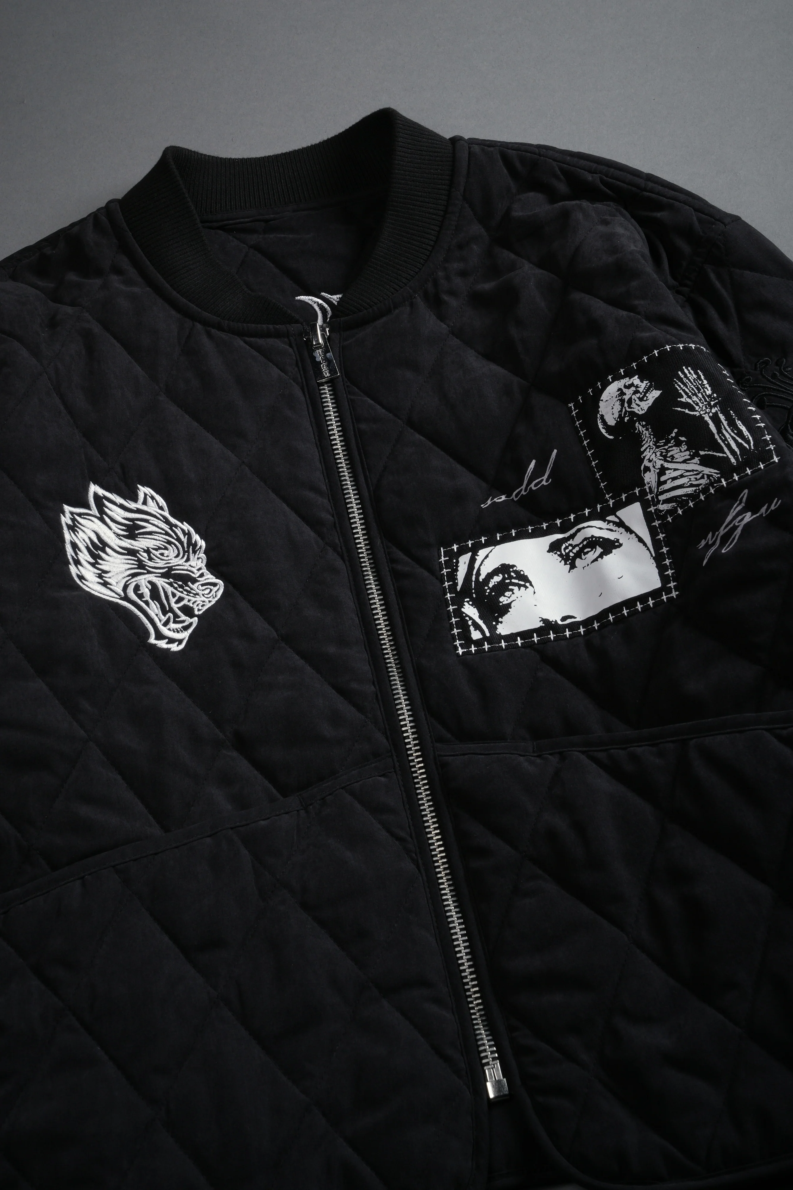 Sacred Wolves Boxy Darco Quilted Jacket in Black - Image 9