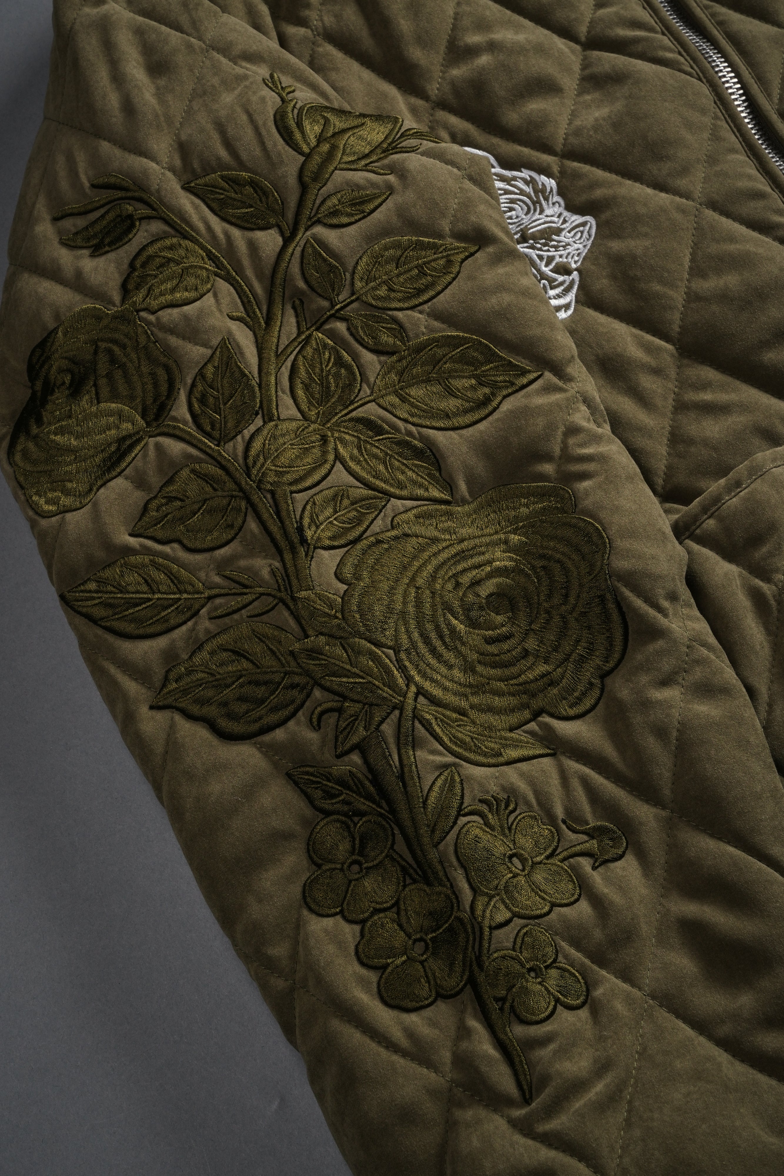 Sacred Wolves Boxy Darco Quilted Jacket in Olive - Image 11