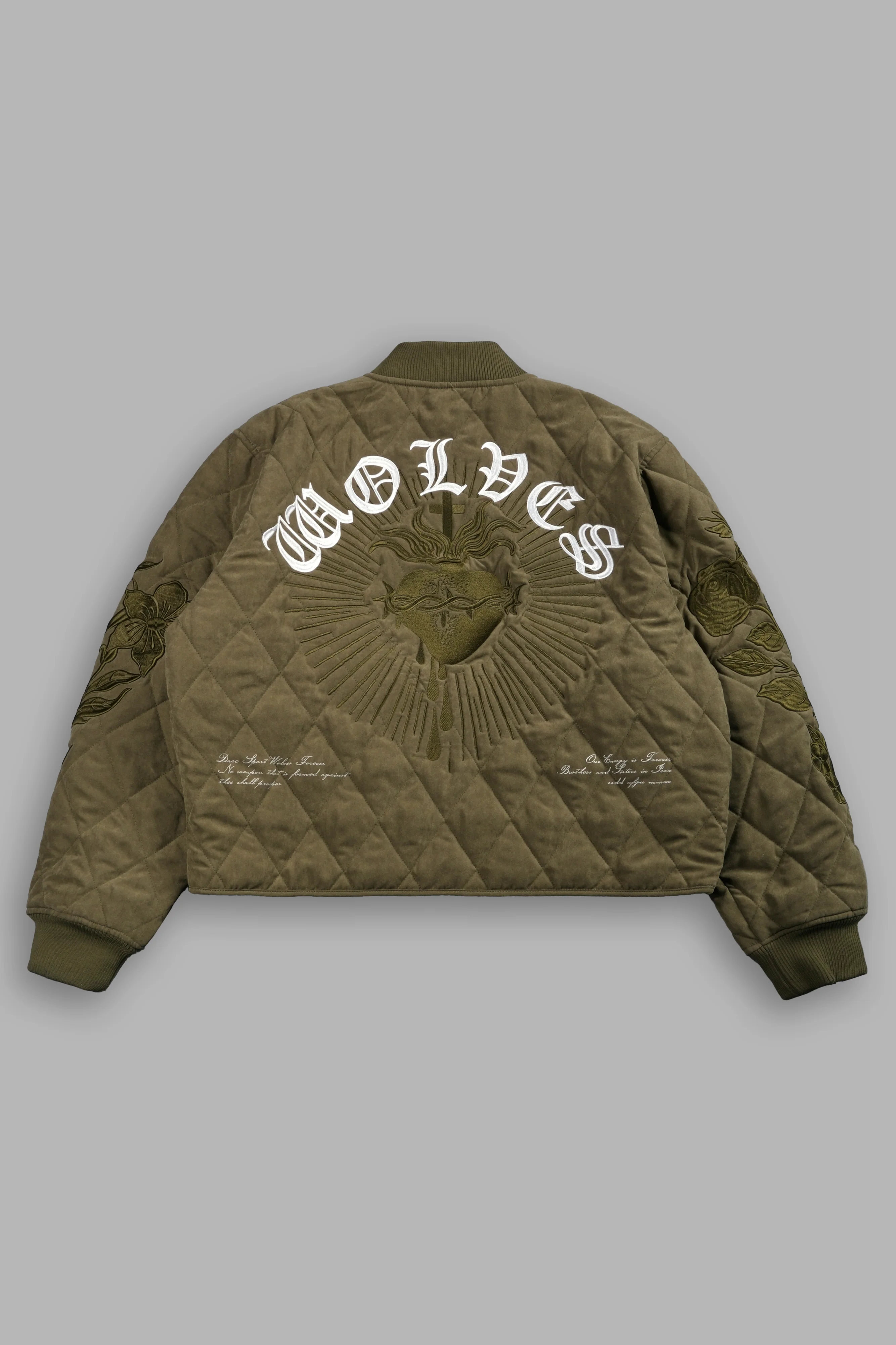 Sacred Wolves Boxy Darco Quilted Jacket in Olive - Image 3
