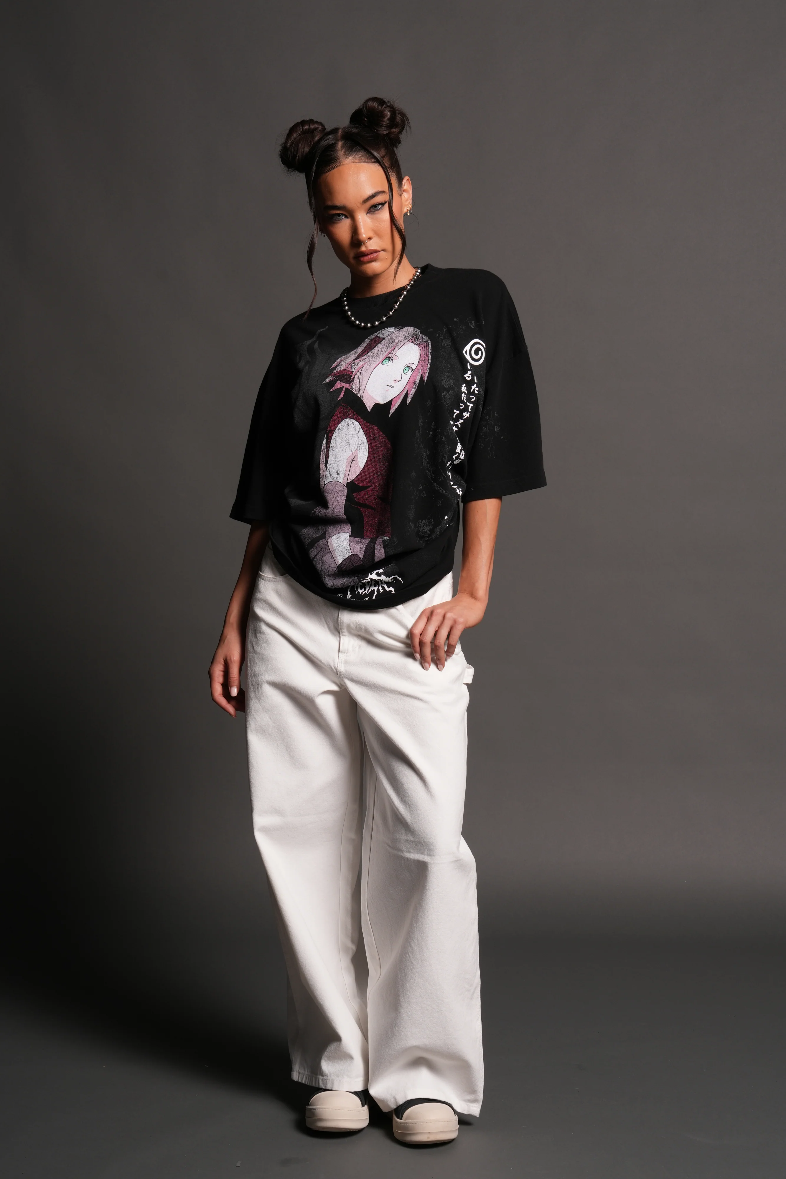 Sakura Haruno "Side-By-Side" Series Premium Tee in Black - Image 10