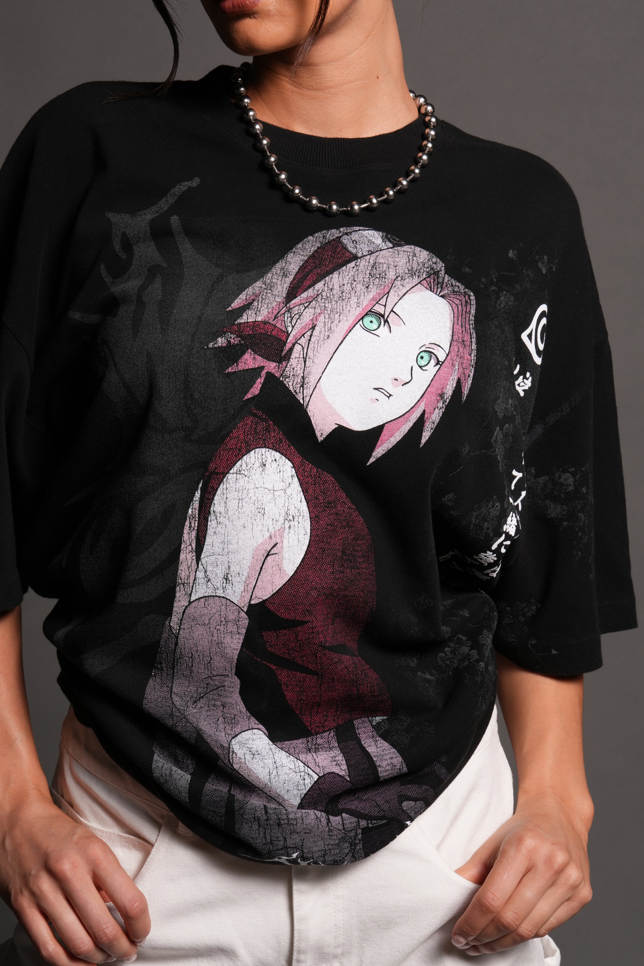 Sakura Haruno "Side-By-Side" Series Premium Tee in Black - Image 12