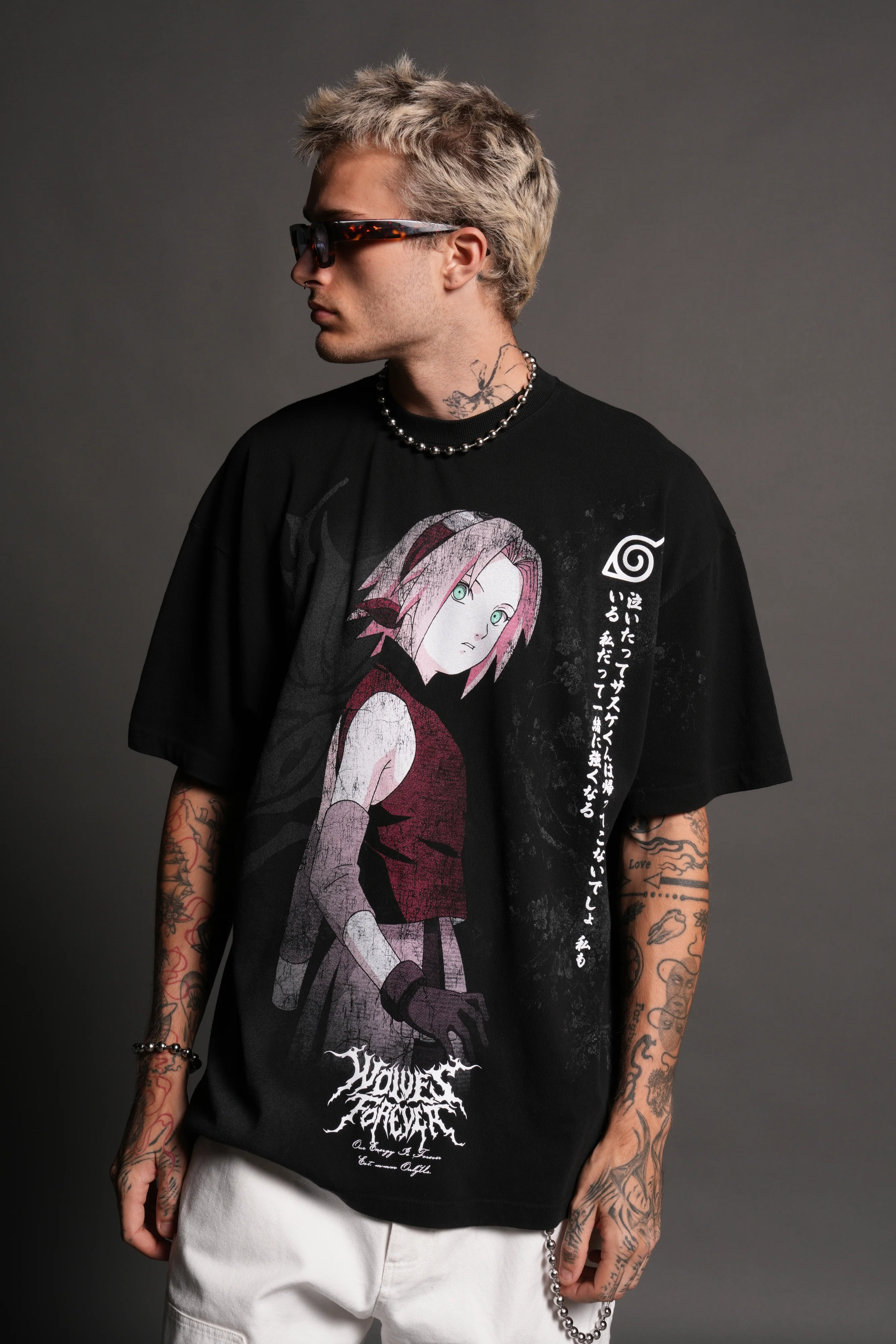 Sakura Haruno "Side-By-Side" Series Premium Tee in Black - Image 4
