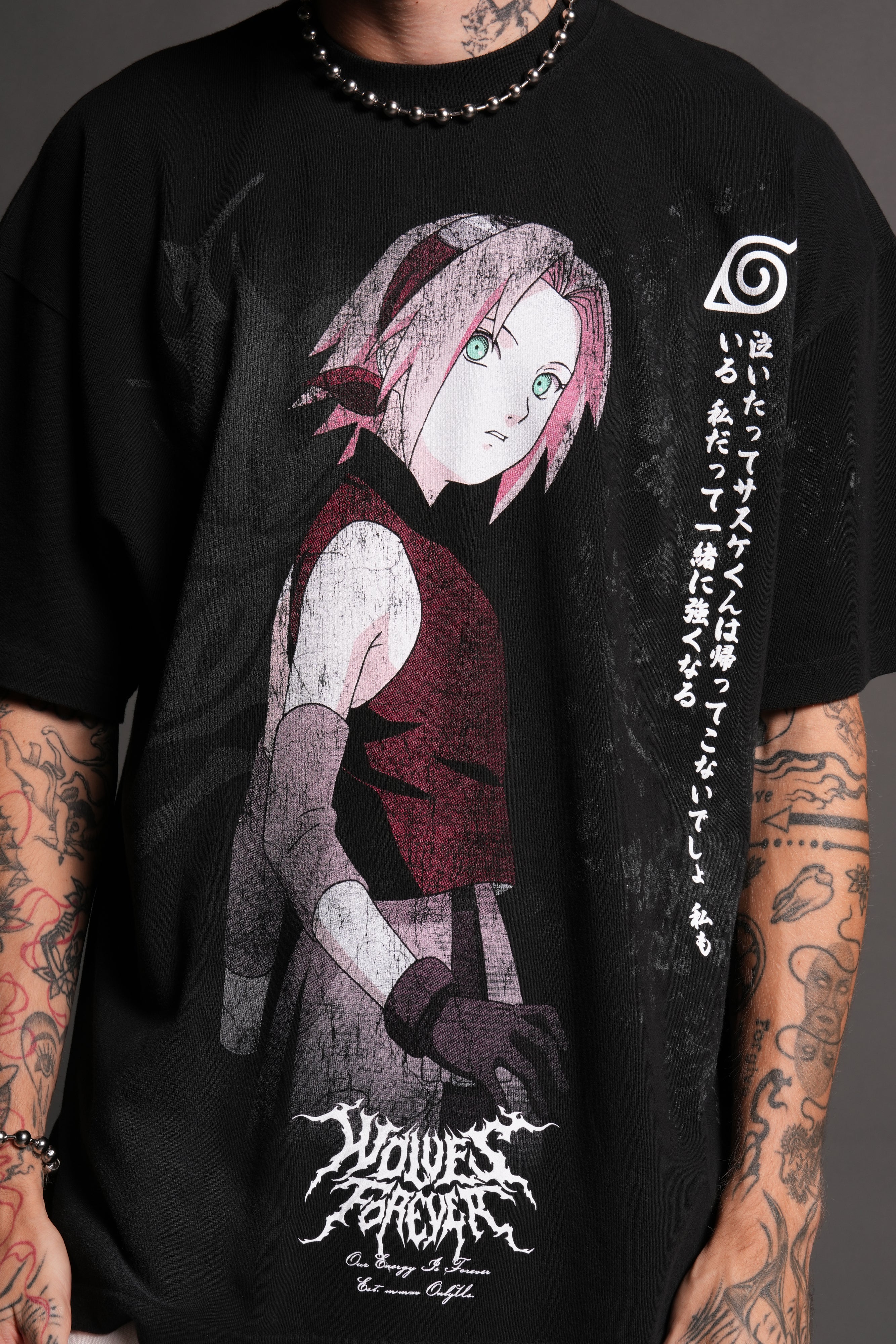 Sakura Haruno "Side-By-Side" Series Premium Tee in Black - Image 7