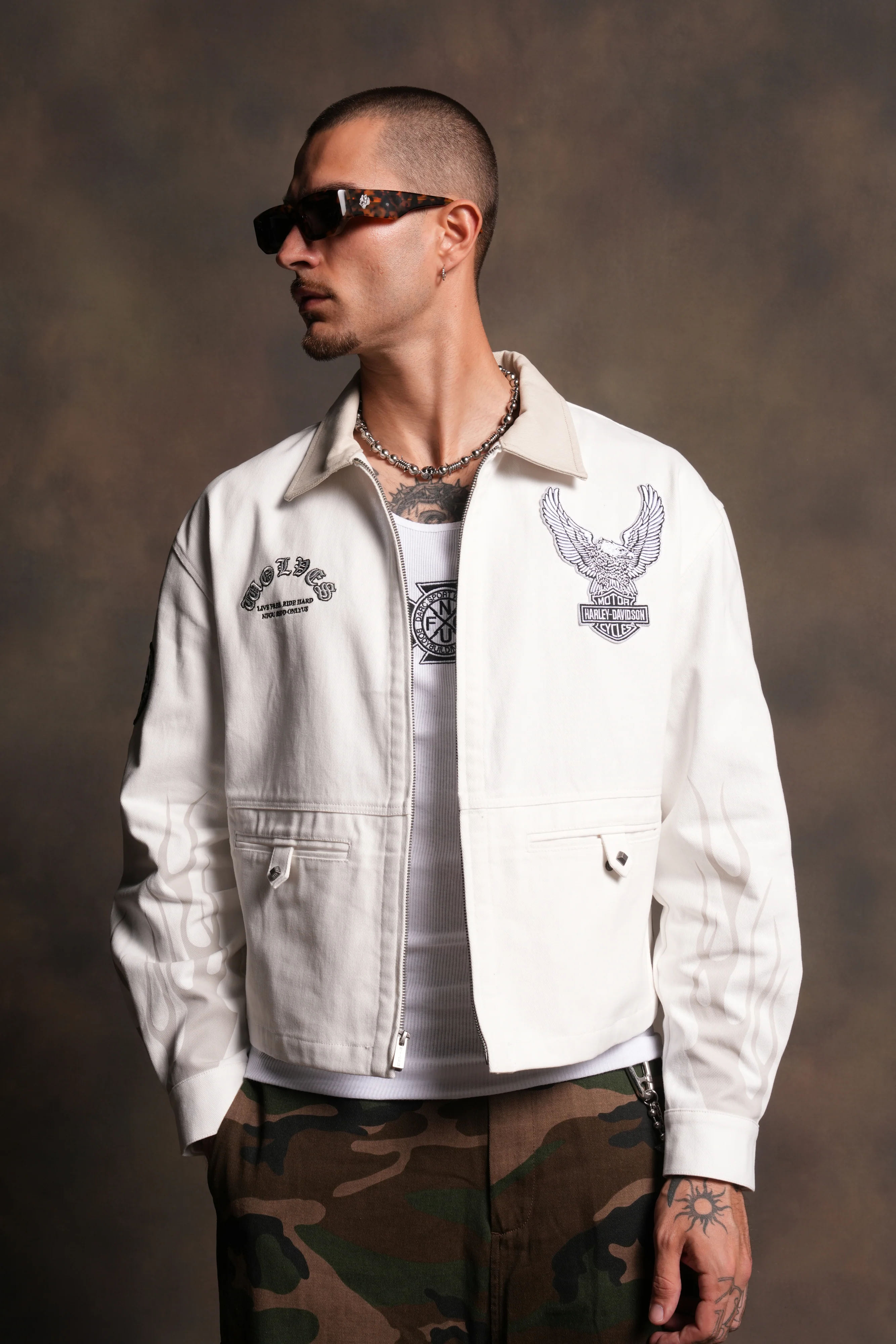 Shadow Ronin Redford Shirt Jacket in Cream - Image 3