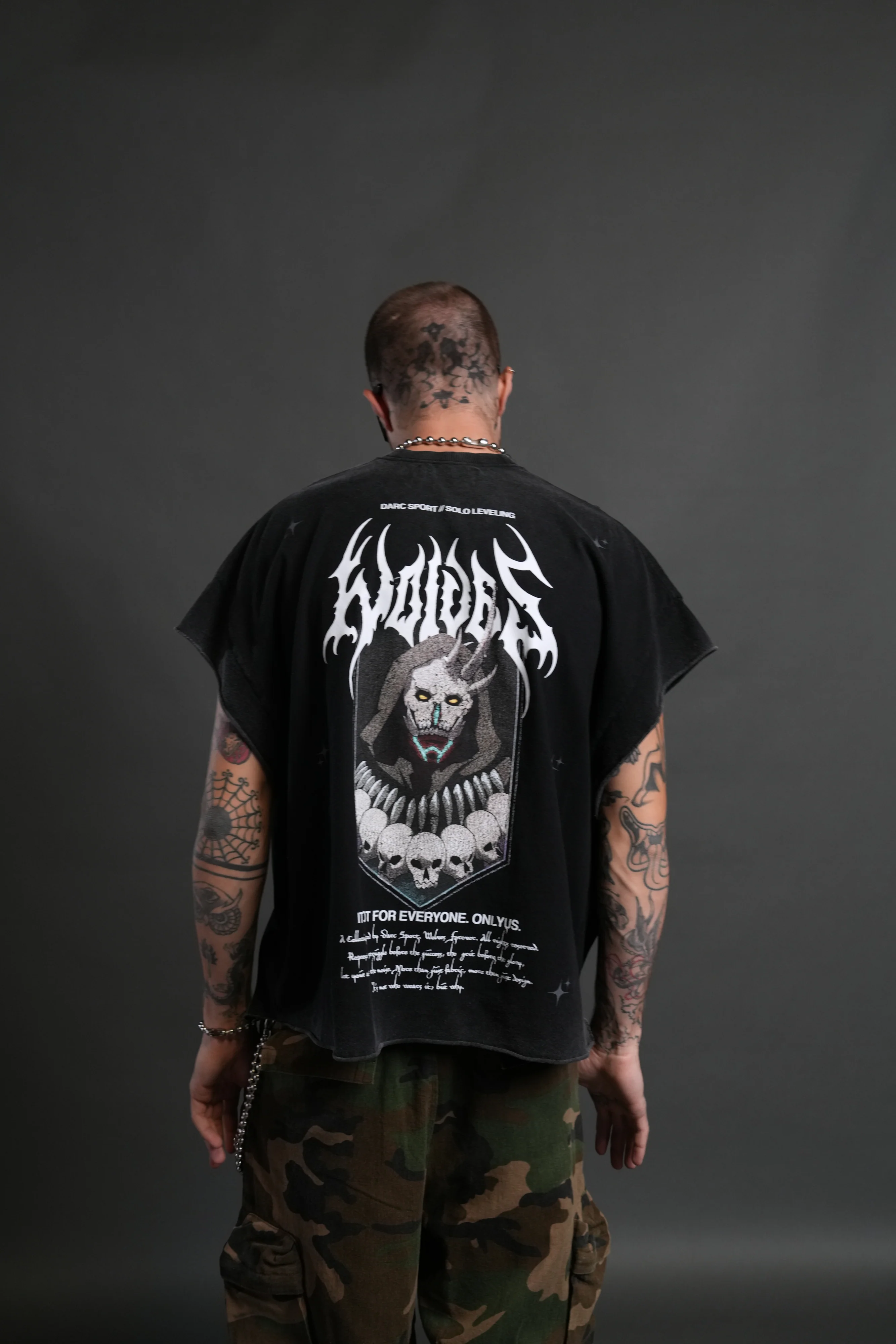 Shadow Shaman Grunge Cut-Off Tee in Black - Image 4