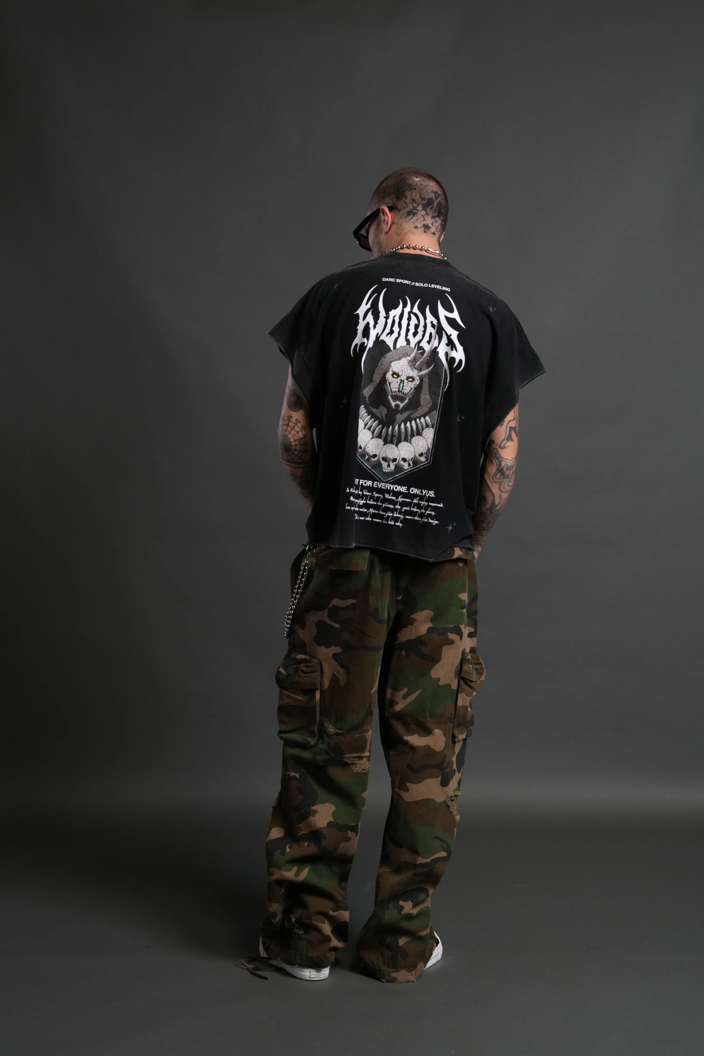 Shadow Shaman Grunge Cut-Off Tee in Black - Image 6