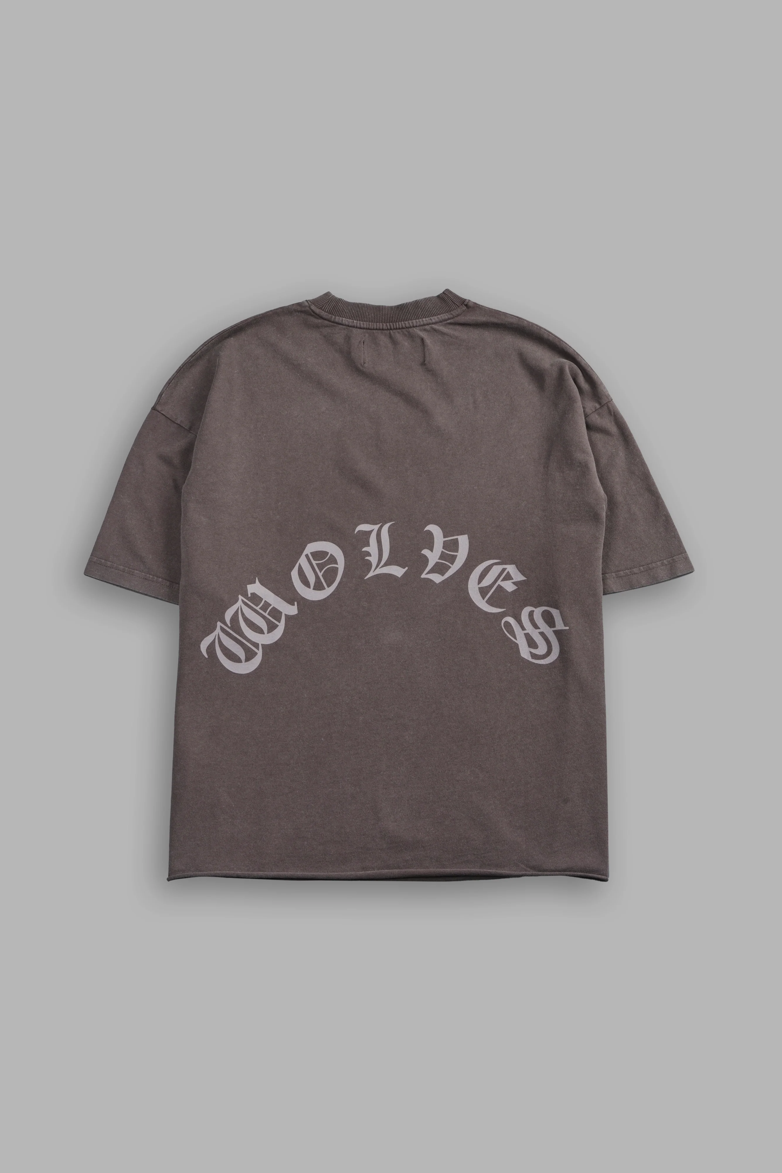 Shattered Bushido Grunge Mid Length Raw Hem Tee in Darc Brown - Image 2