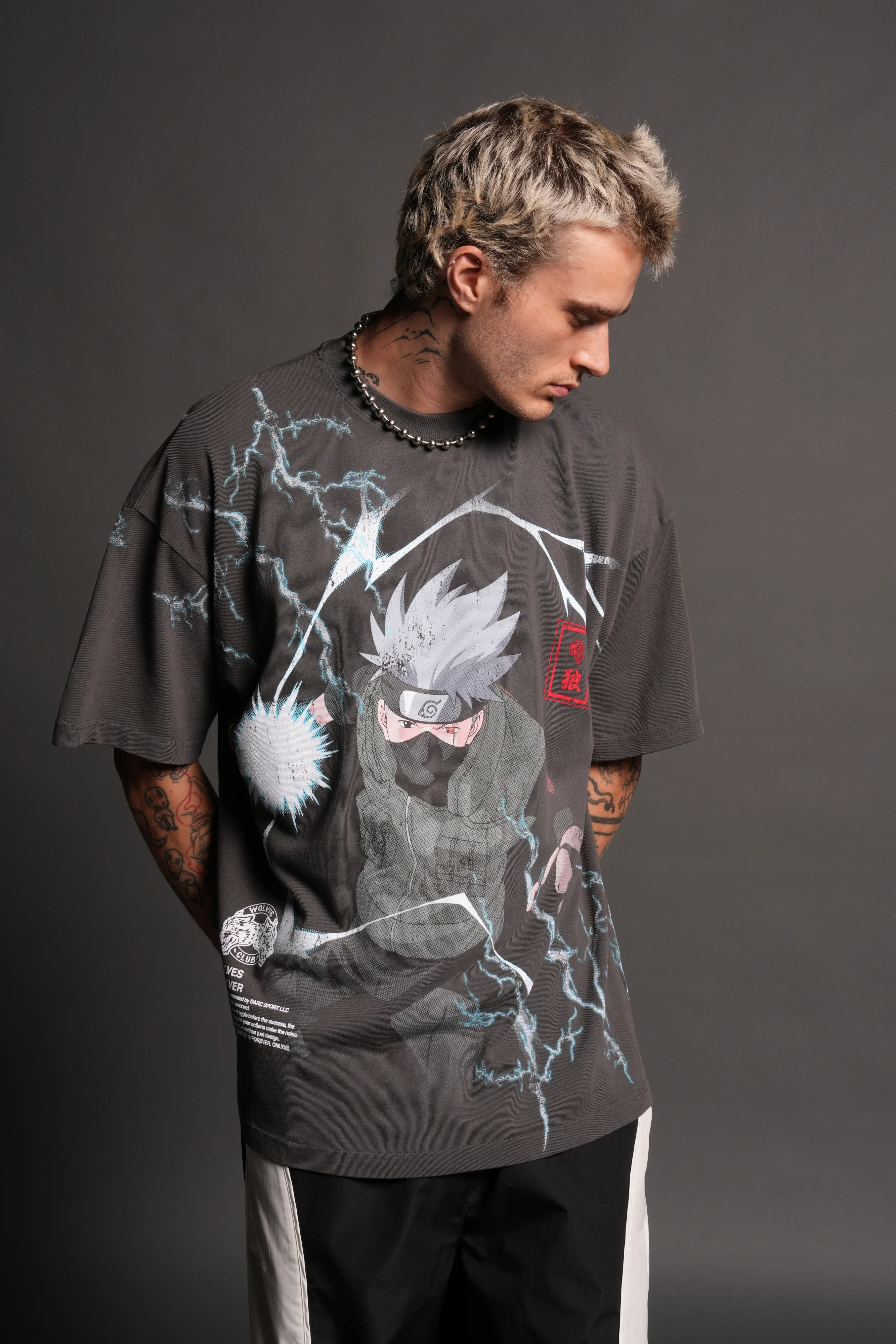 Shinobi Premium Oversized Tee in Wolf Gray - Image 4