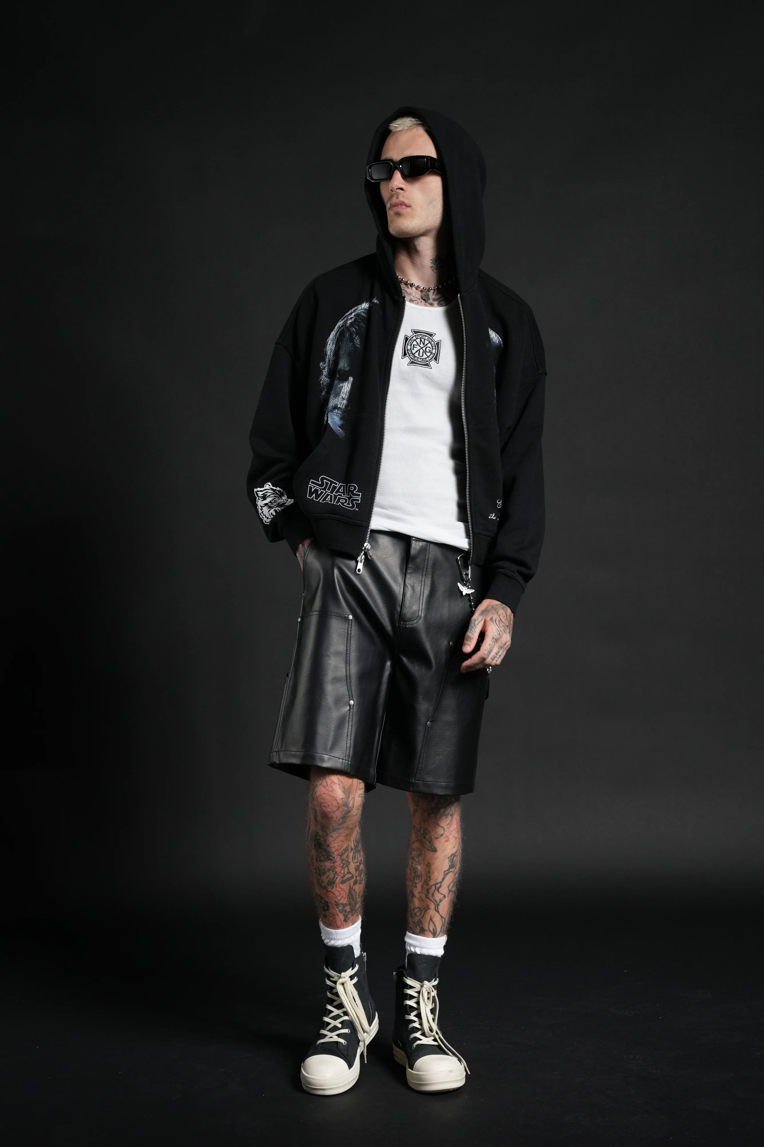 Side Of Power Vex Double Zip Hoodie in Black - Image 5