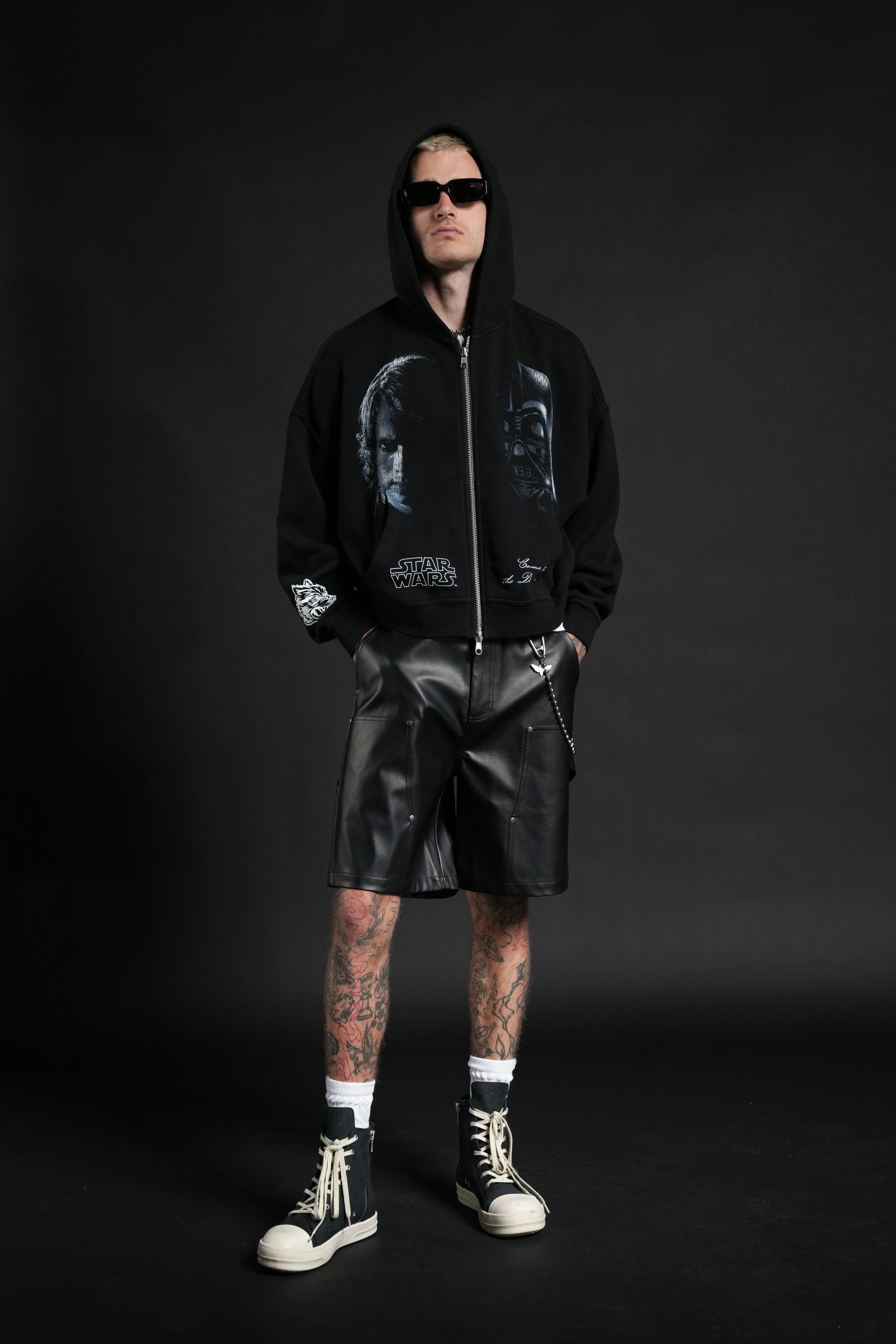 Side Of Power Vex Double Zip Hoodie in Black - Image 6