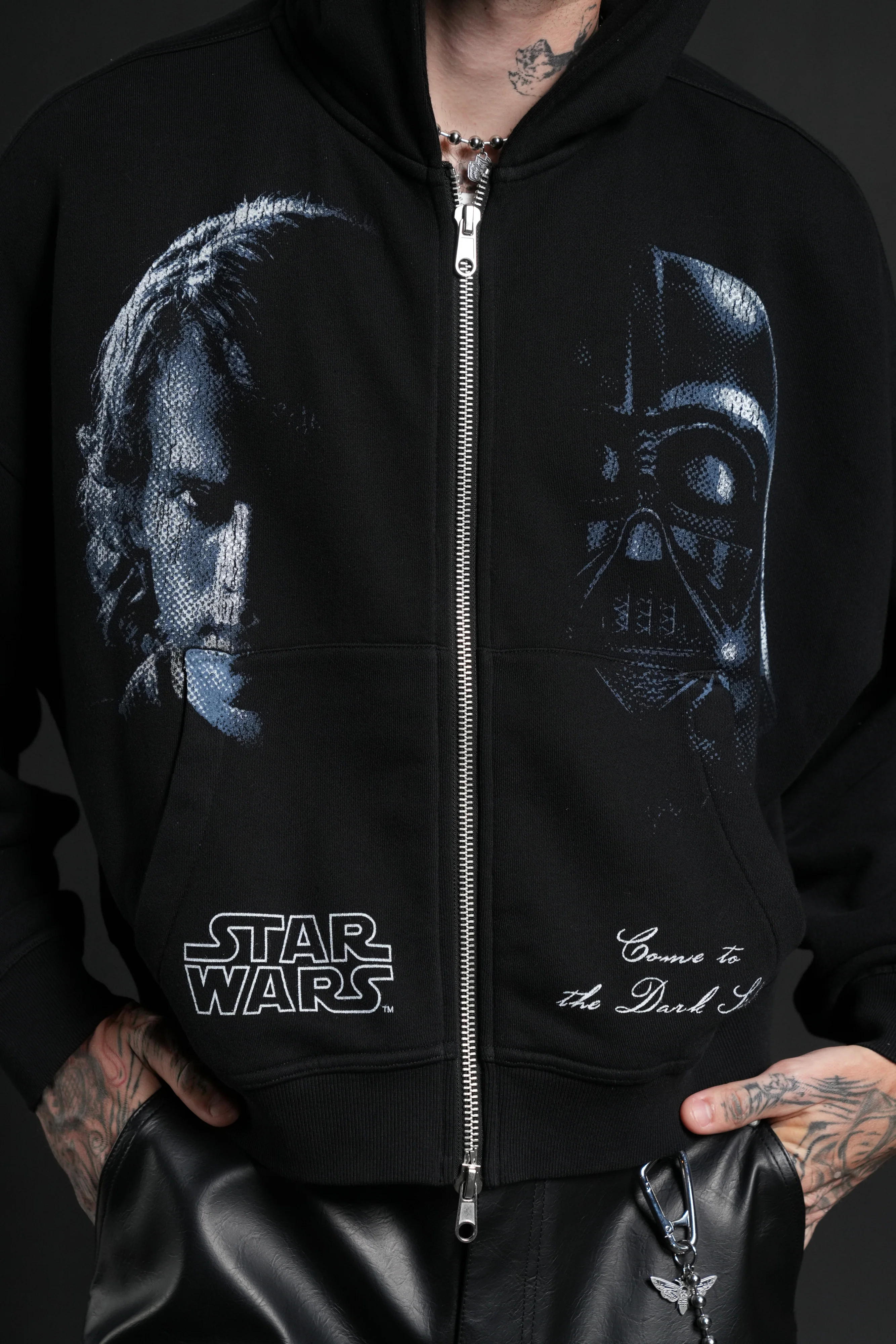 Side Of Power Vex Double Zip Hoodie in Black - Image 8
