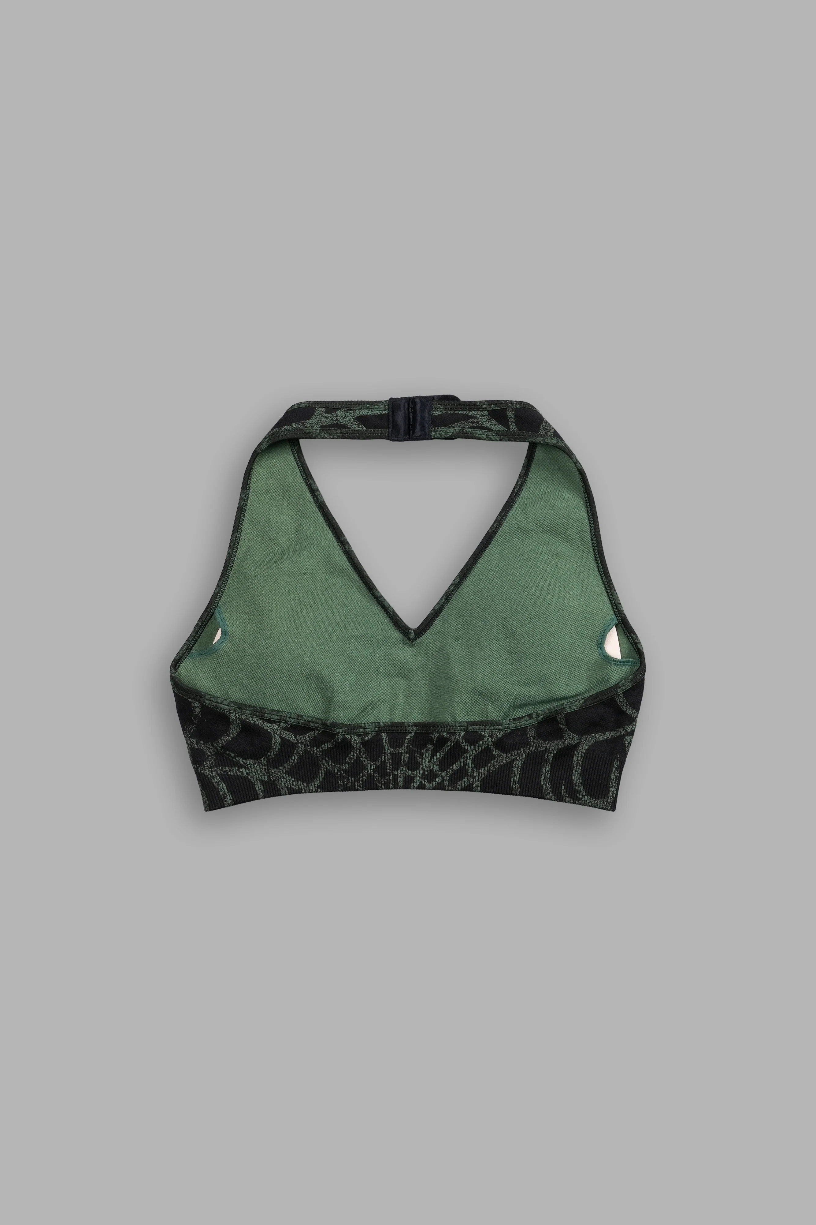 Single Wolf "Everson Seamless" Halter Bra in Black/Green Symbiote Web - Image 4