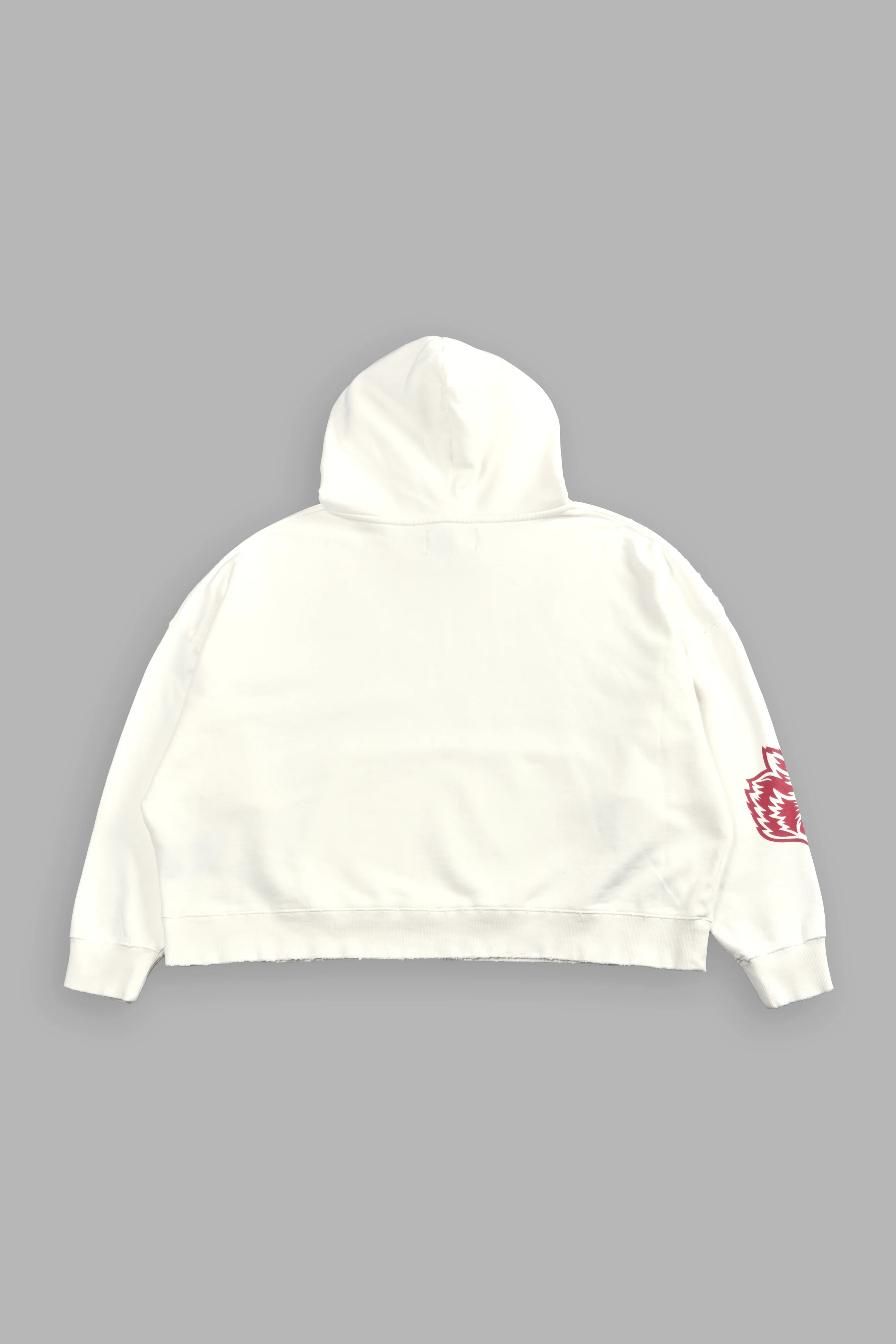 Slasher Destroyed Grunge "Gage Box Cut" Hoodie in Cream - Image 3