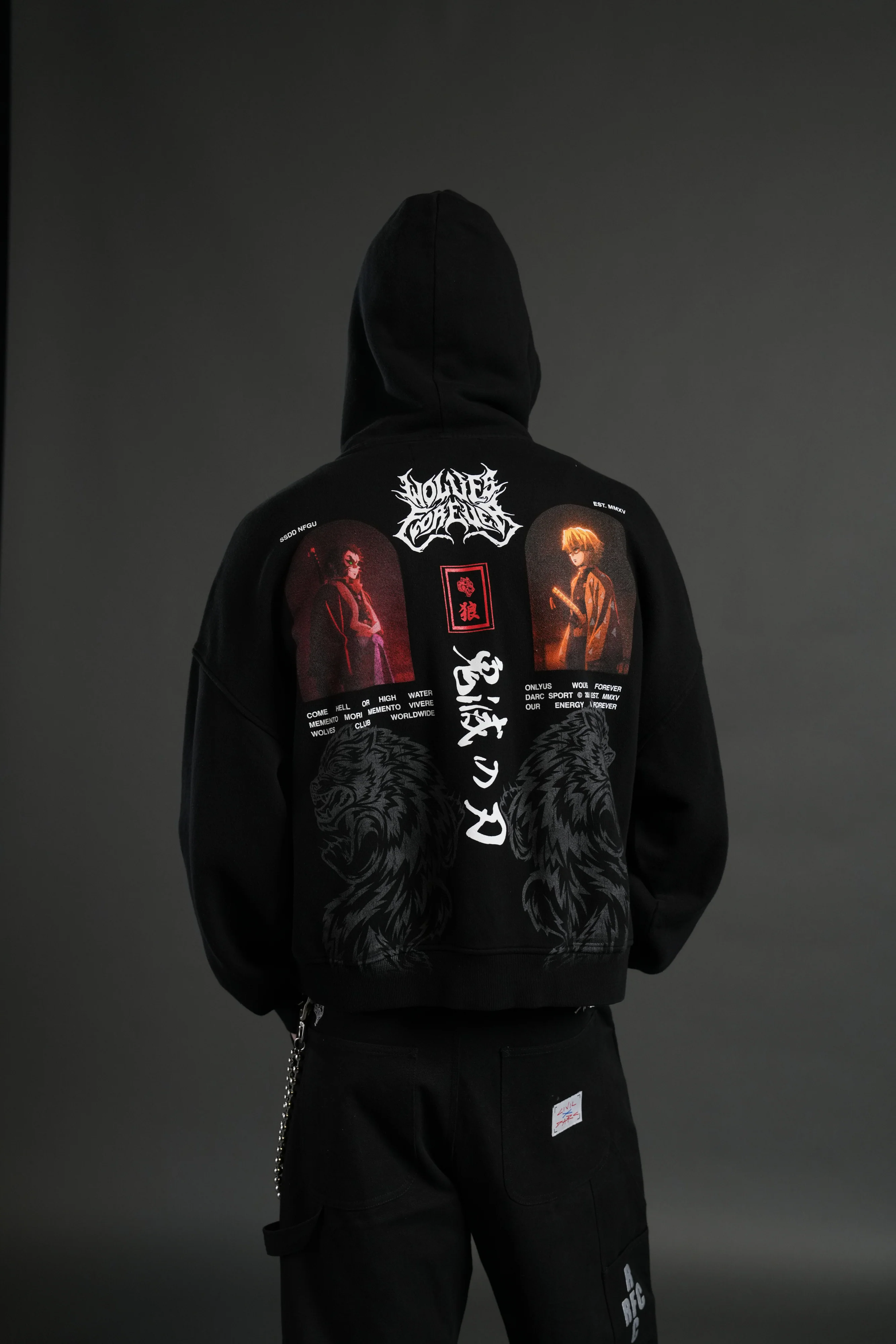Stand-Off Vex Double Zip Hoodie in Black - Image 4